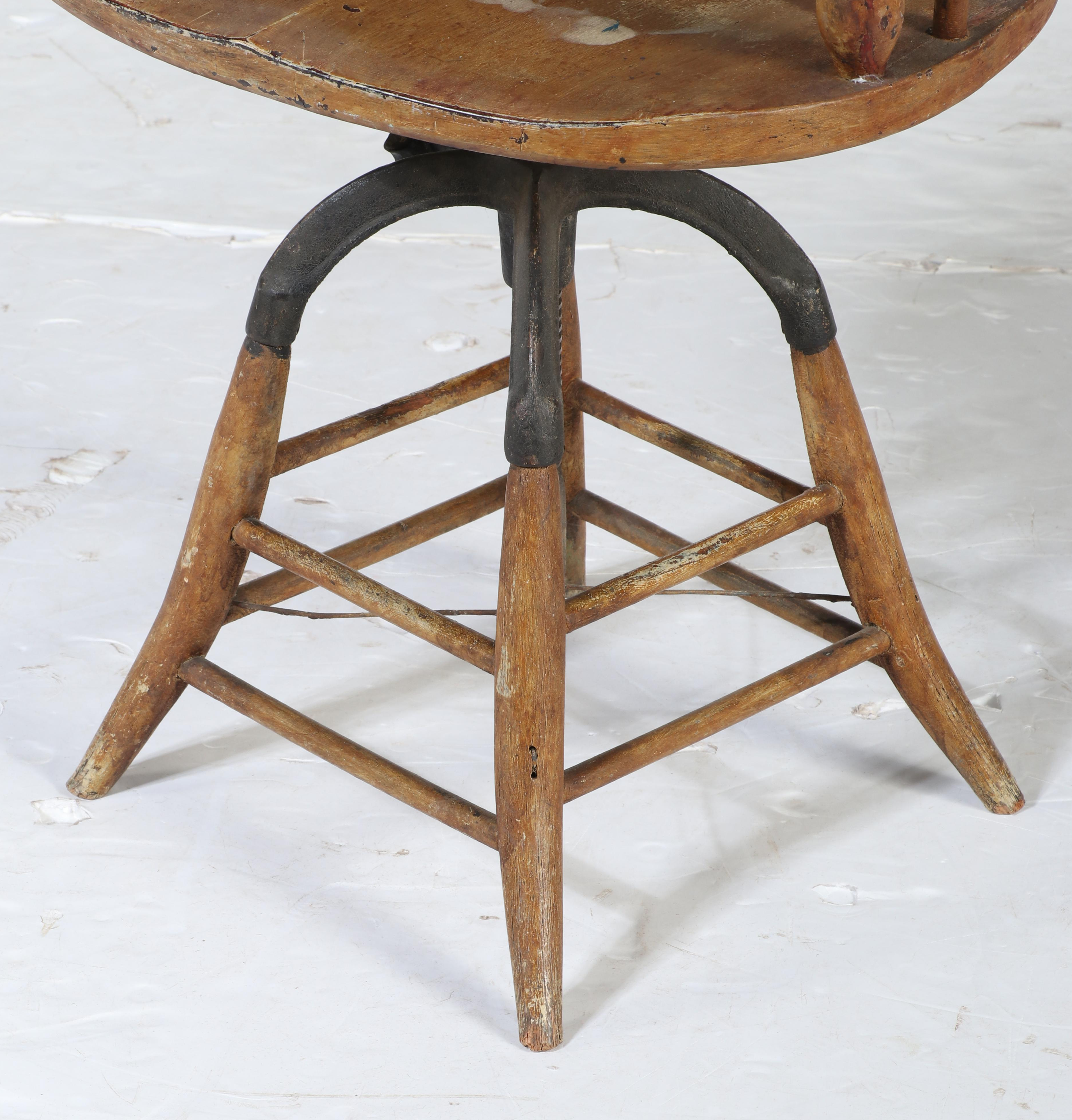 Colonial Revival Painted Hardwood Swivel Windsor Desk Chair, Early 20th Century