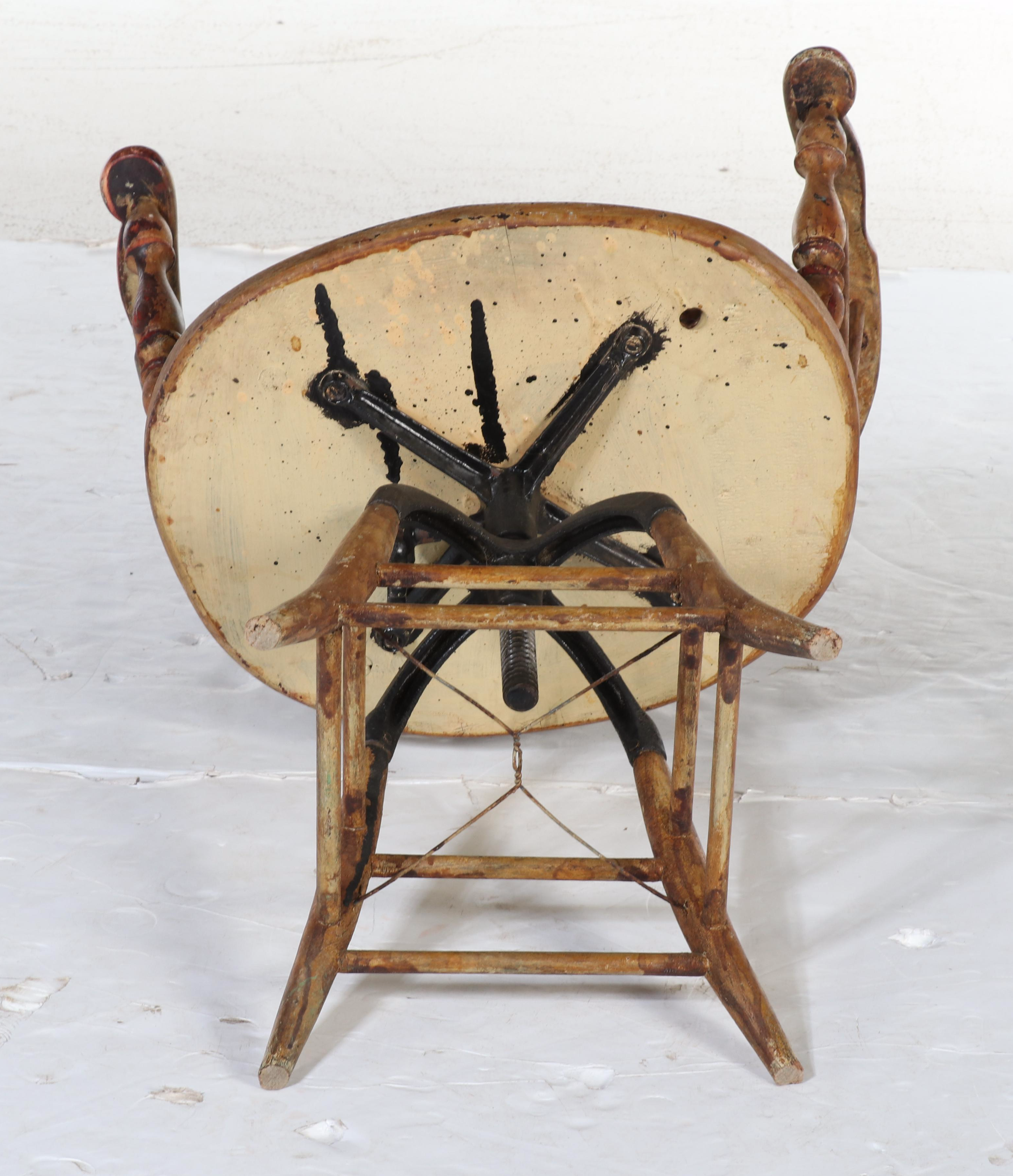 Colonial Revival Painted Hardwood Swivel Windsor Desk Chair, Early 20th Century