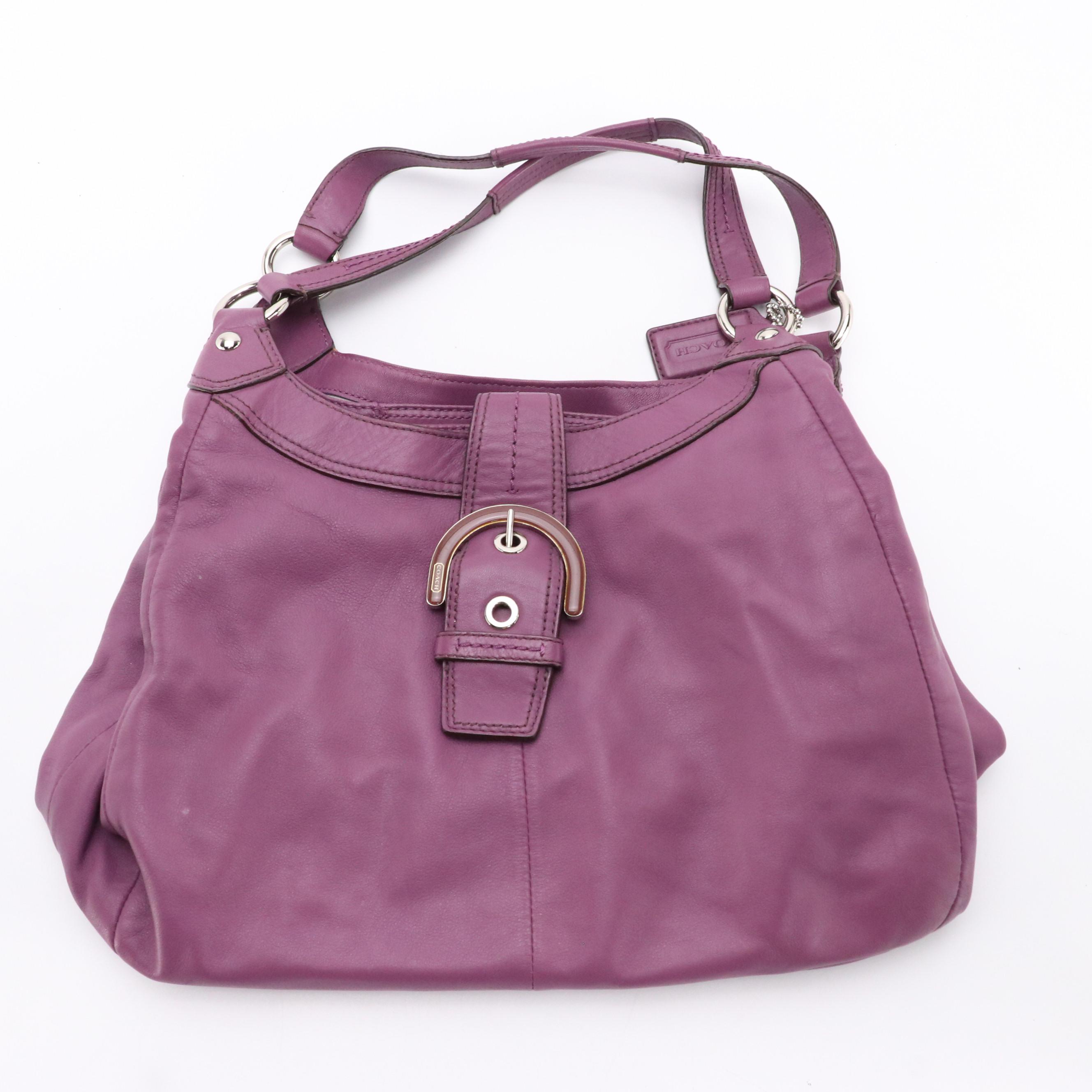 Coach Purple Leather Madison Lynn Hobo Bag, Trifold Wallet and Checkbook Cover