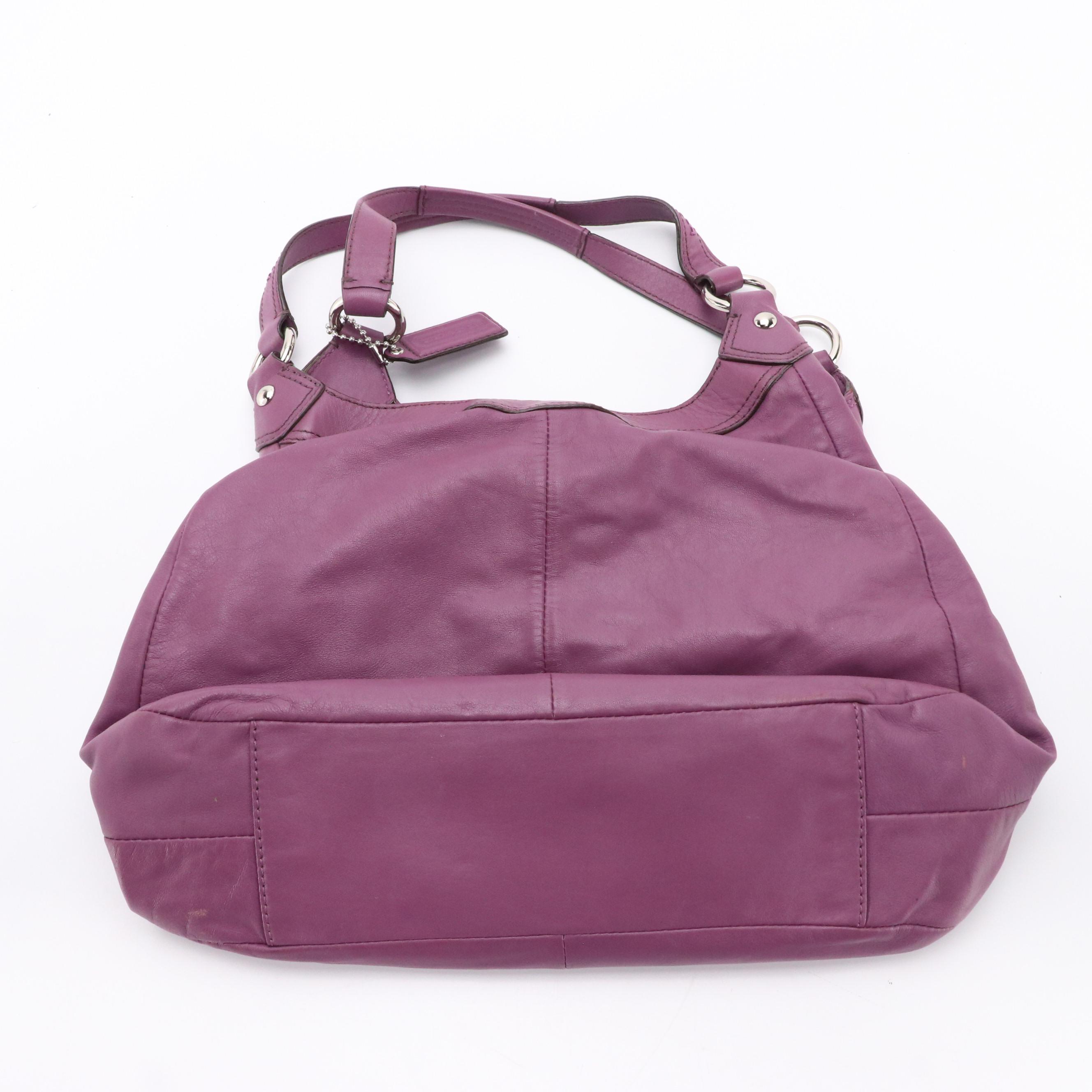 Coach Purple Leather Madison Lynn Hobo Bag, Trifold Wallet and Checkbook Cover