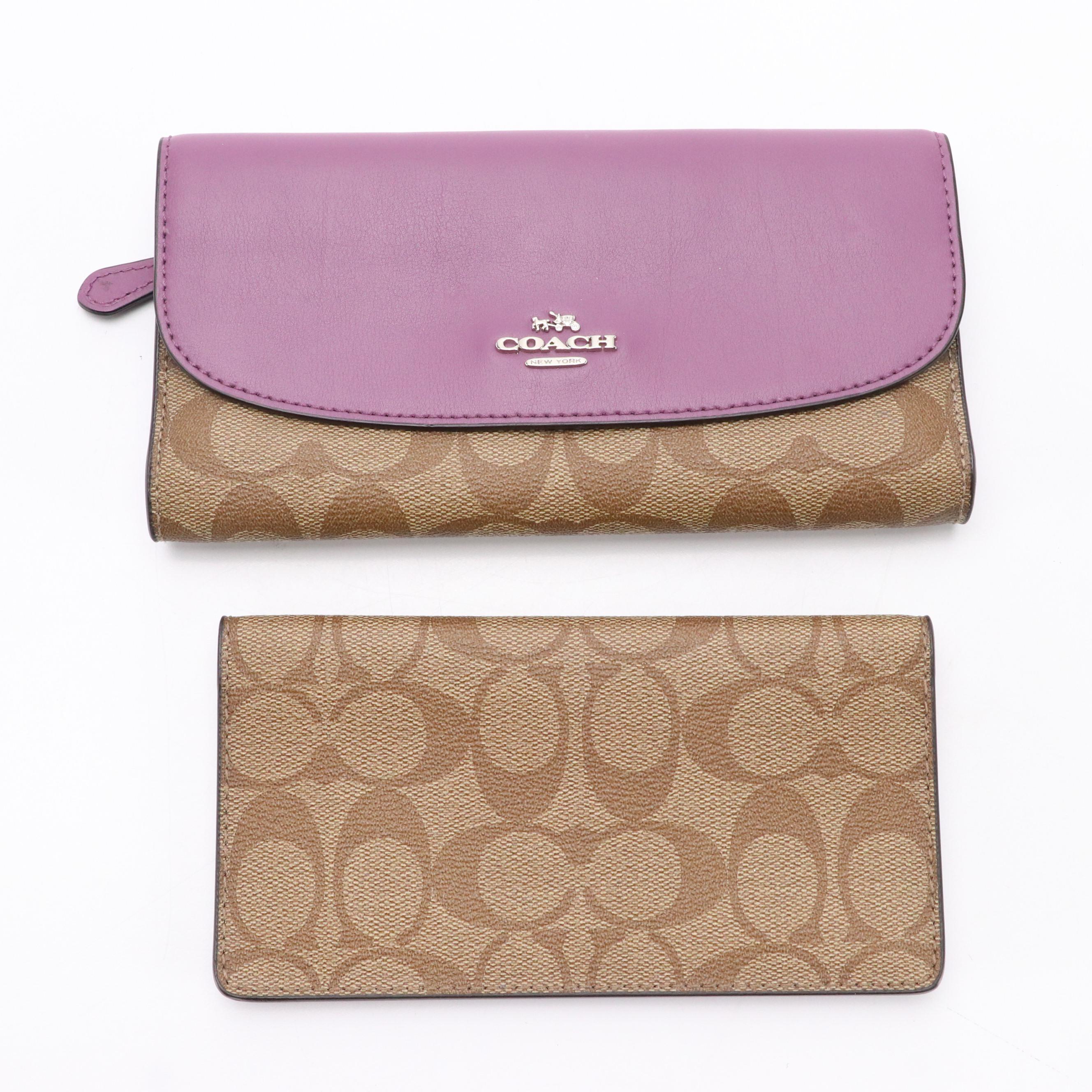 Coach Purple Leather Madison Lynn Hobo Bag, Trifold Wallet and Checkbook Cover