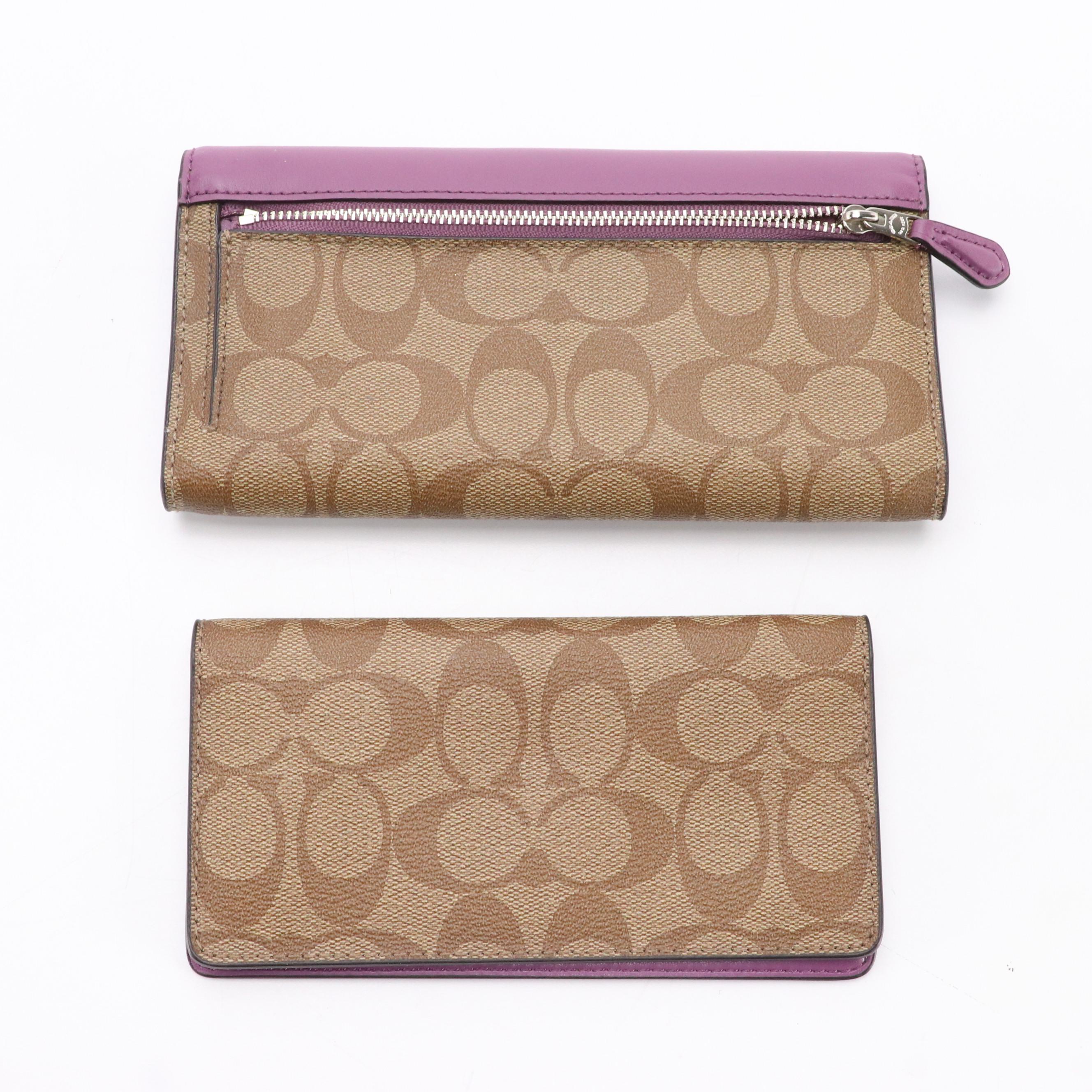 Coach Purple Leather Madison Lynn Hobo Bag, Trifold Wallet and Checkbook Cover