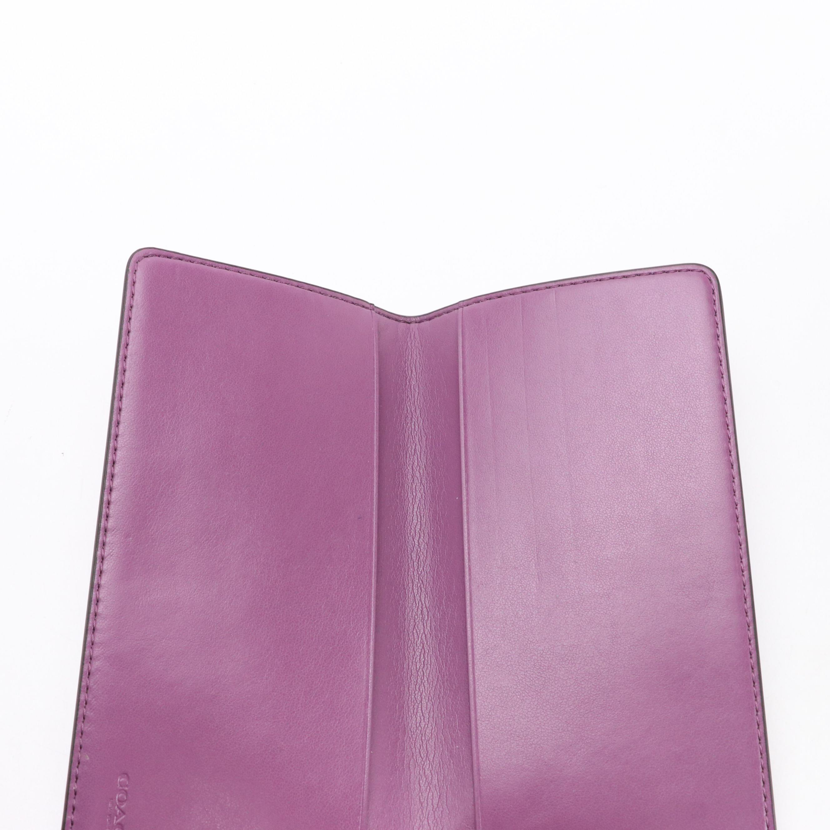 Coach Purple Leather Madison Lynn Hobo Bag, Trifold Wallet and Checkbook Cover