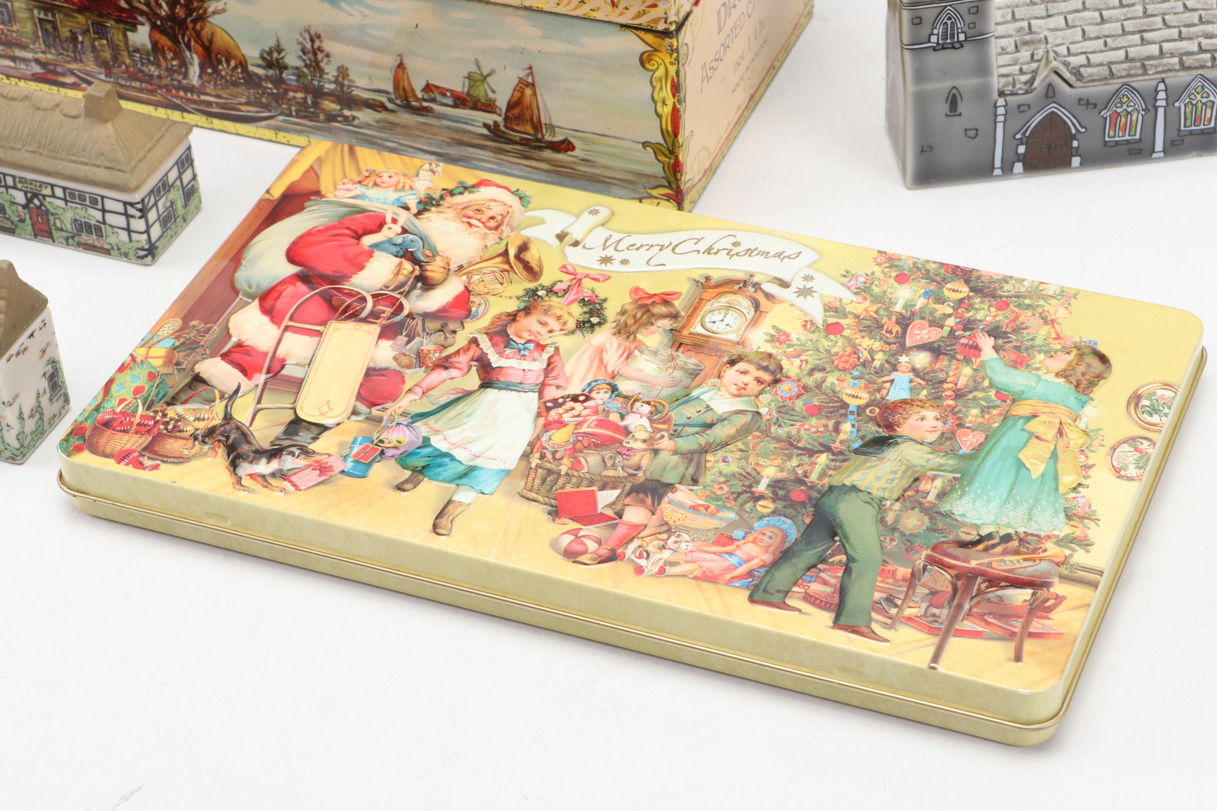 Wade "St. Sebastian's Church" and More Ceramic Miniature Houses and Metal Boxes