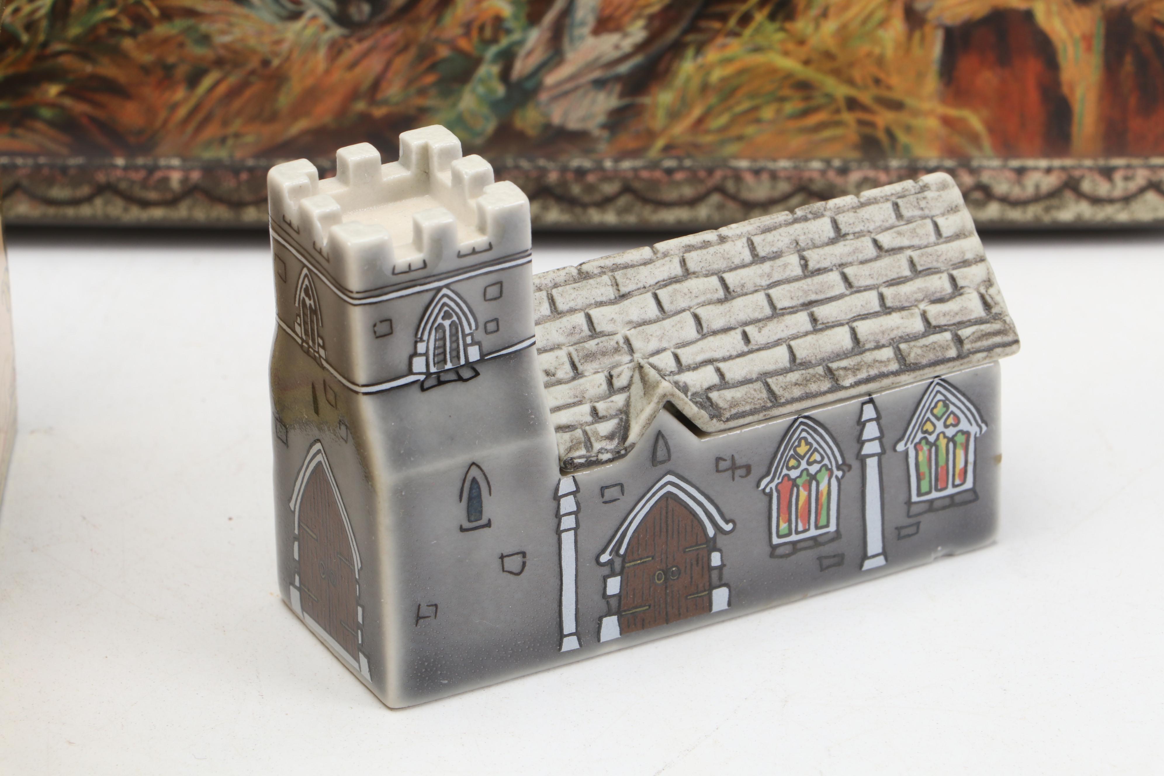 Wade "St. Sebastian's Church" and More Ceramic Miniature Houses and Metal Boxes