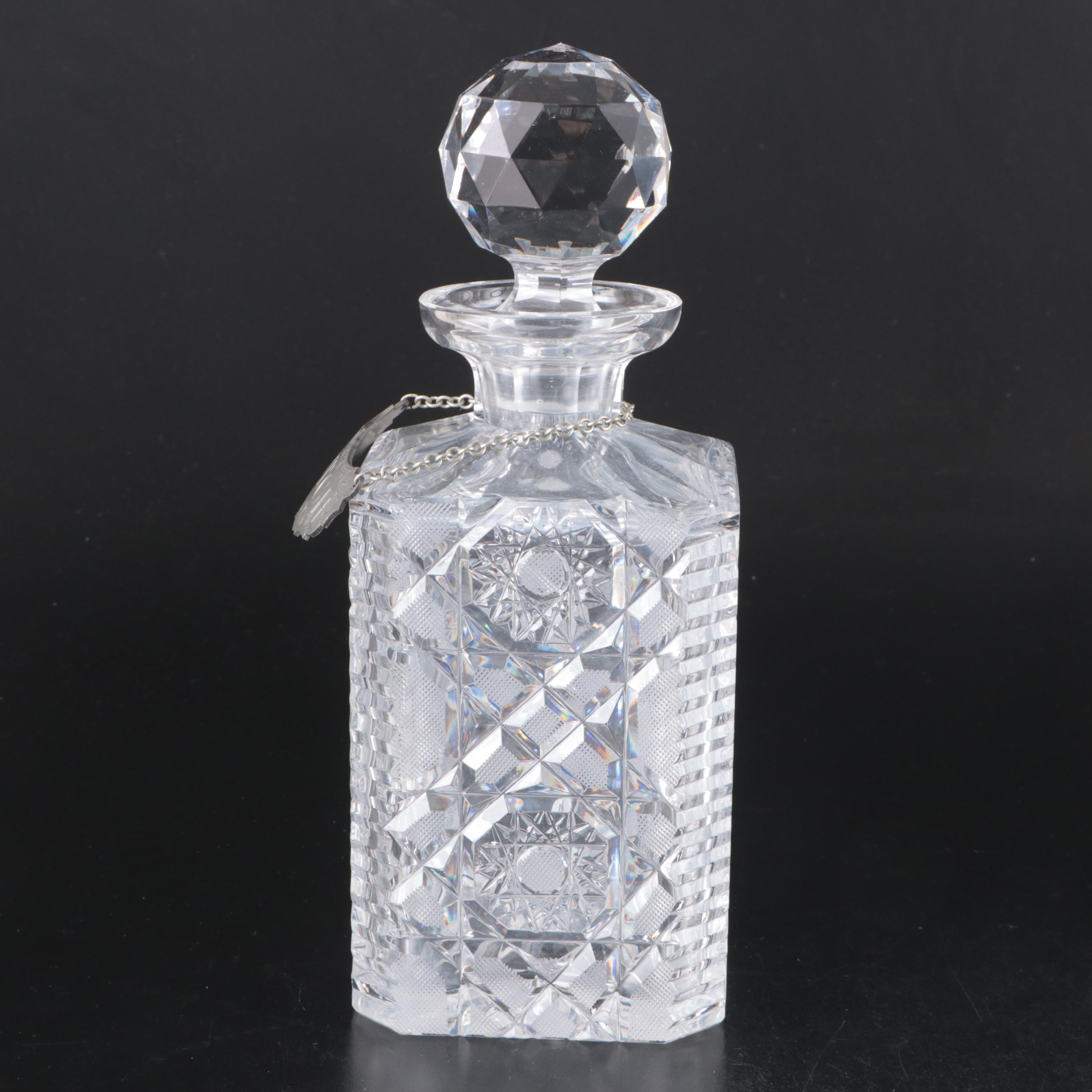 Cut Crystal Decanters with Stieff Pewter Decanter Tags
