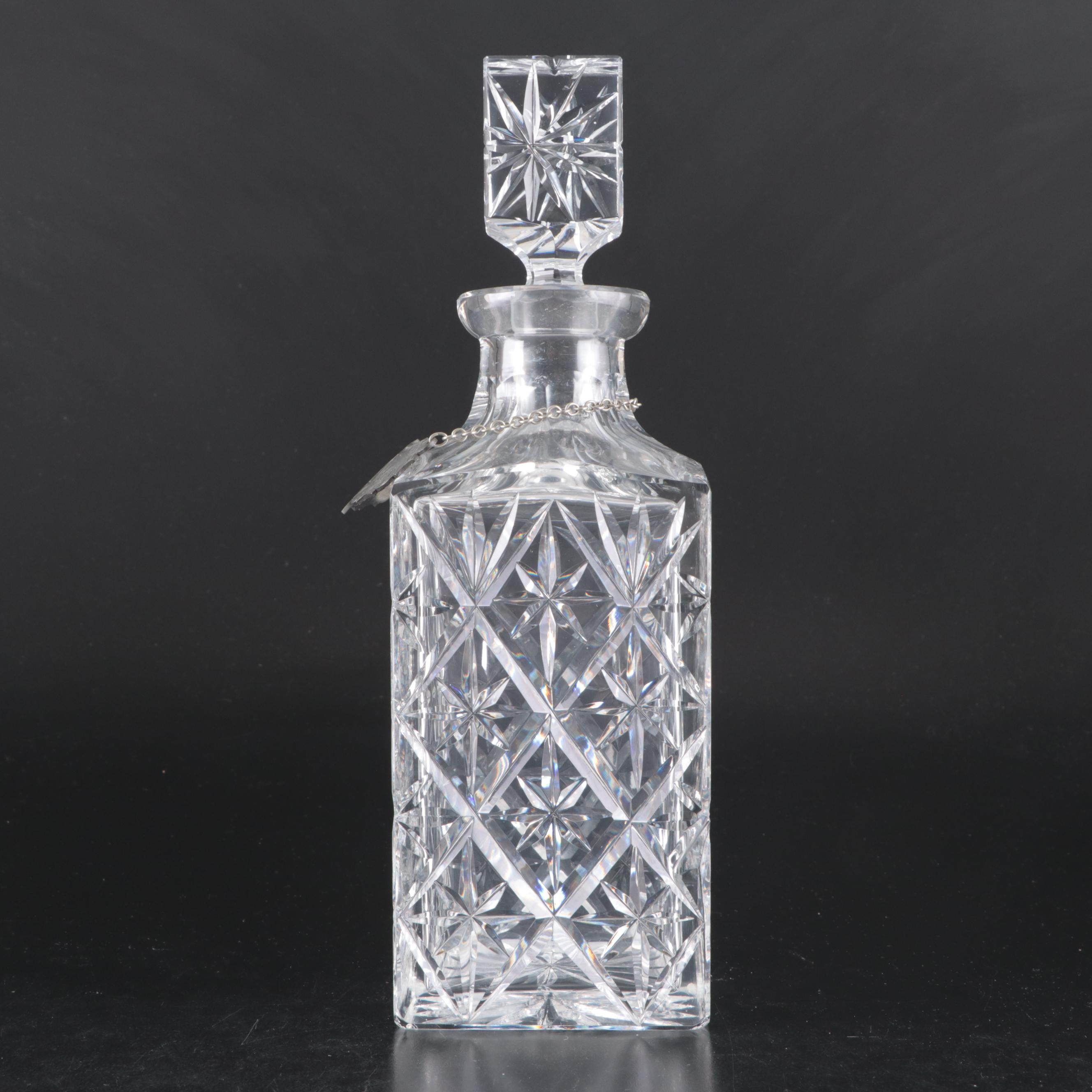 Cut Crystal Decanters with Stieff Pewter Decanter Tags