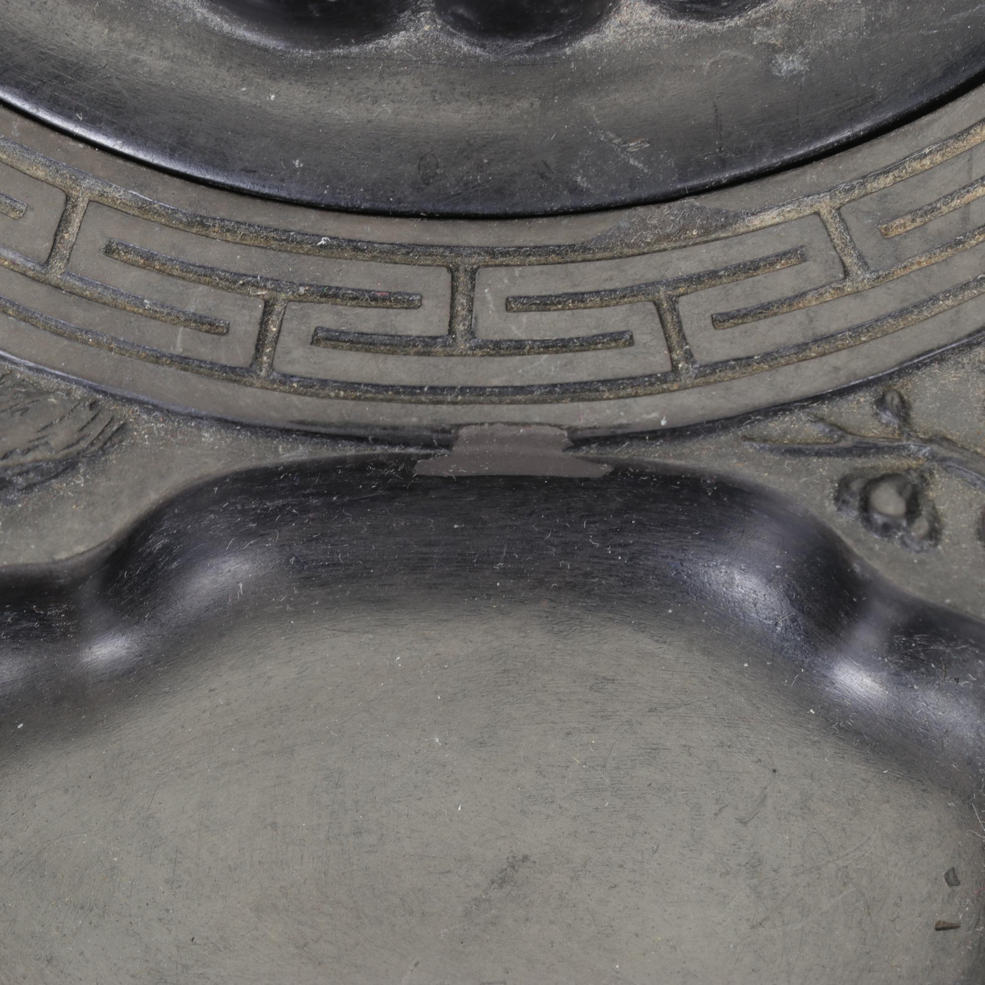 Chinese Hand-Carved Crane with Bamboo Lidded Calligraphy Inkstone