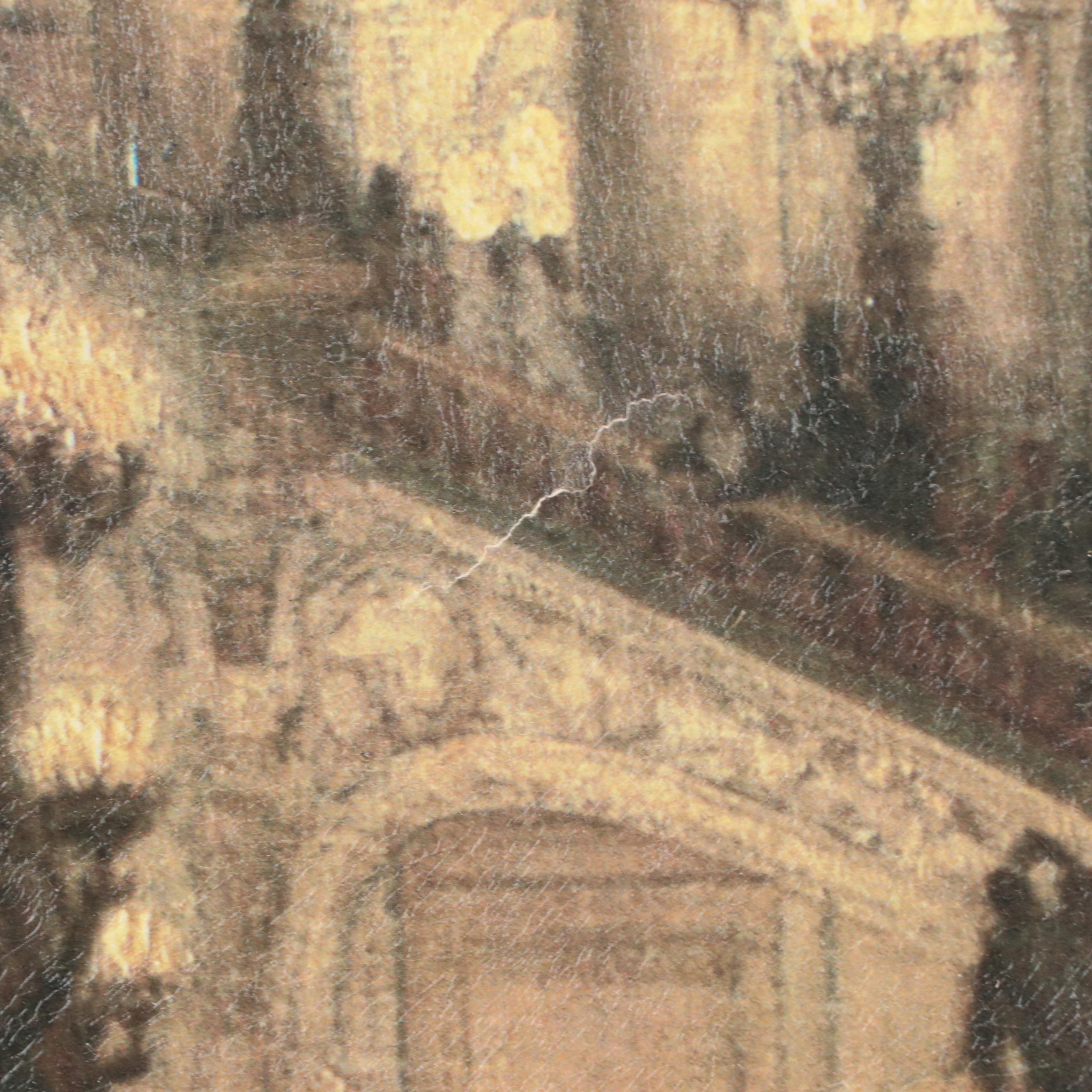 Embellished Offset Lithograph After Louis Béroud "L'escalier de l'Opéra"