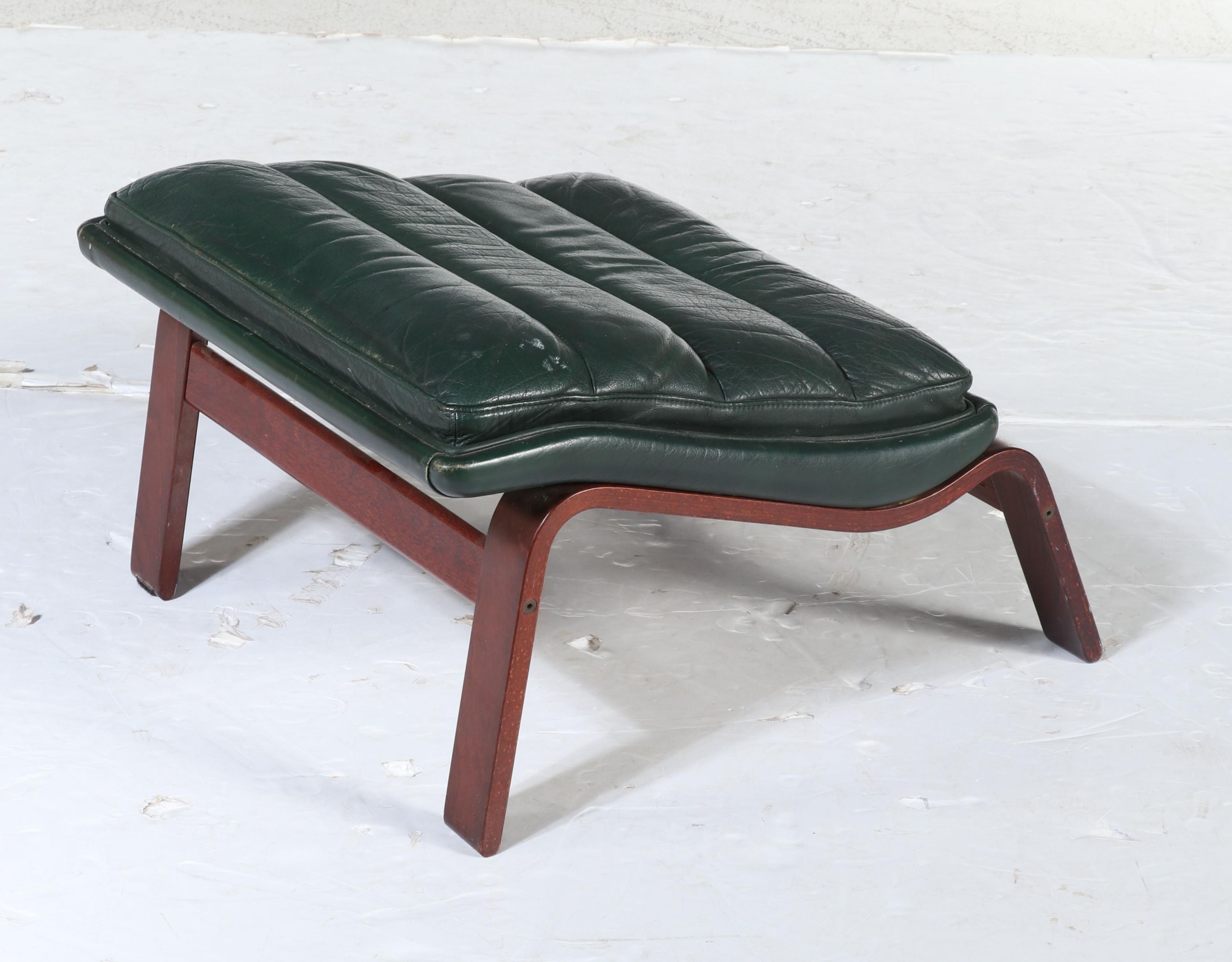 Modernist Bentwood and Green Leather Footstool, Late 20th Century