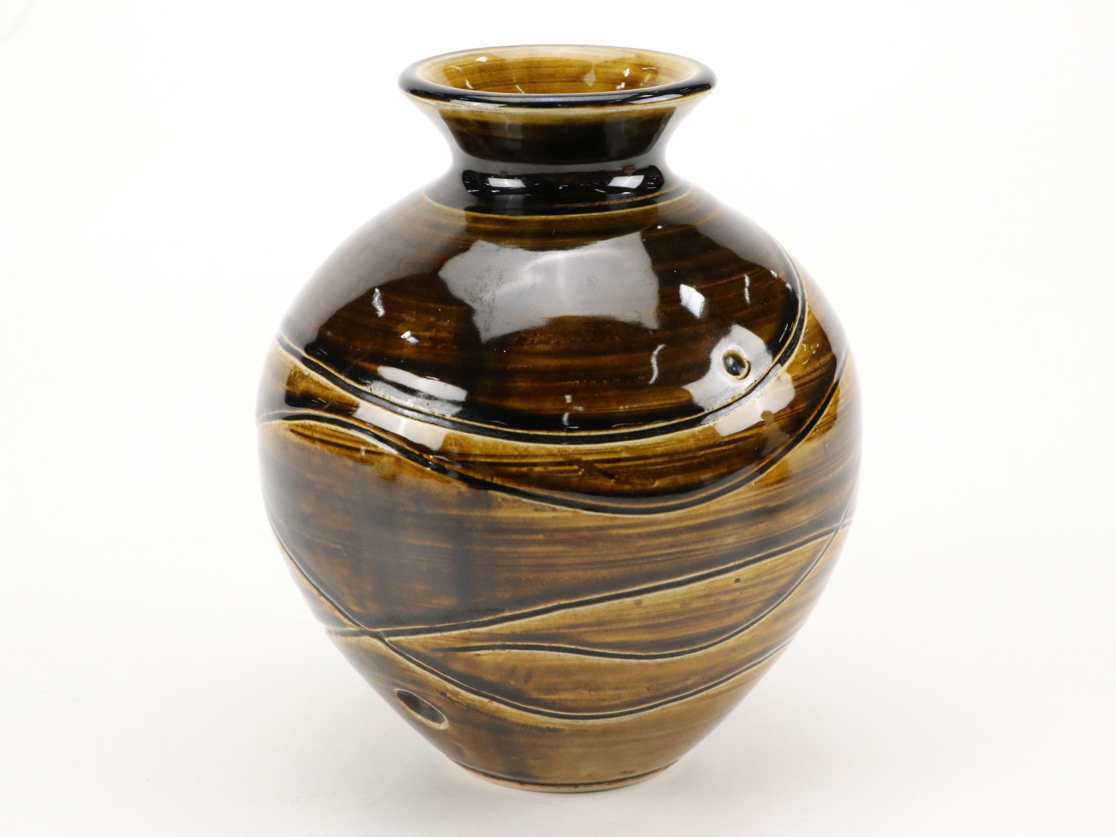 Damien Grava Glossy Glazed Ceramic Vessel with More Art Pottery Décor