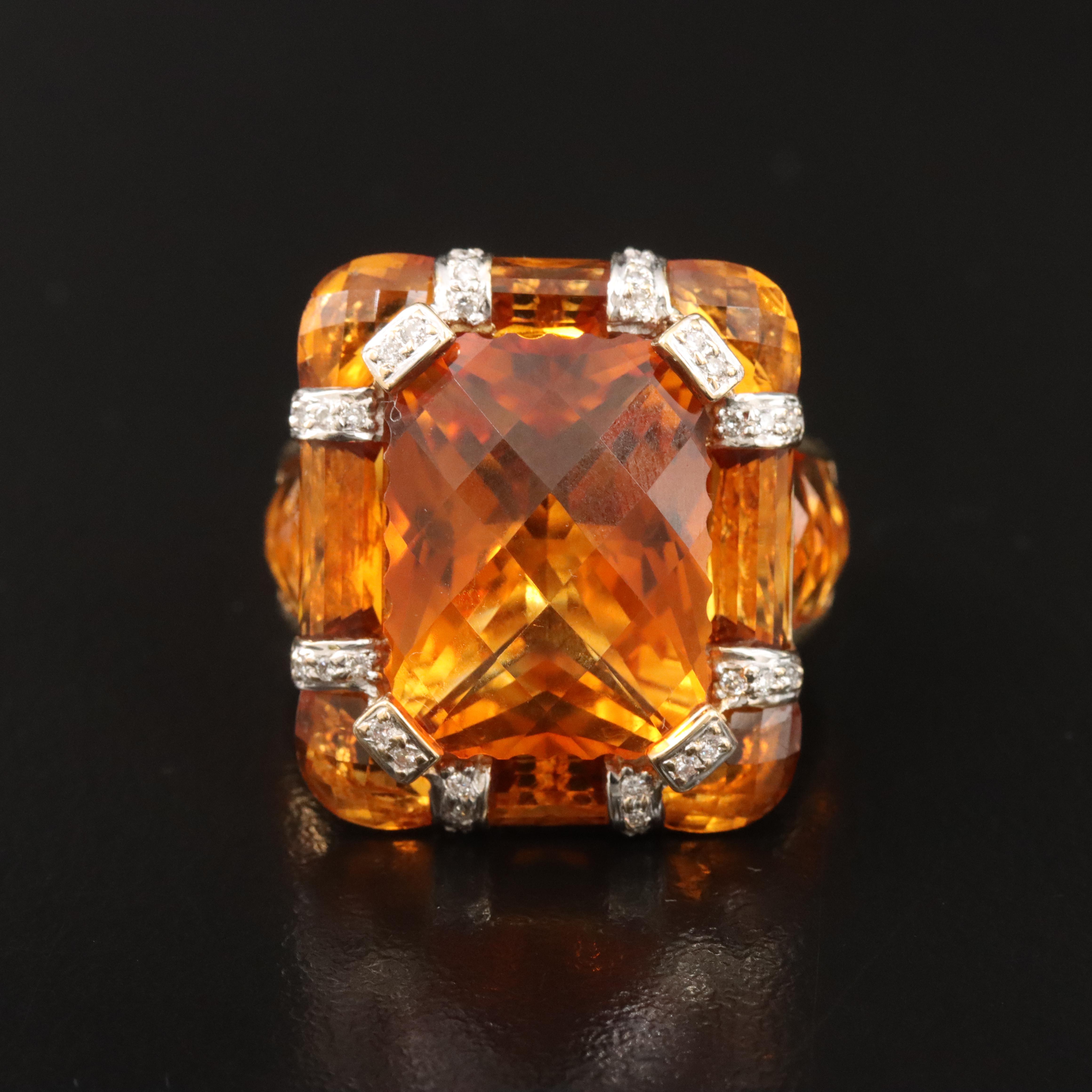 18K Citrine and Diamond Ring