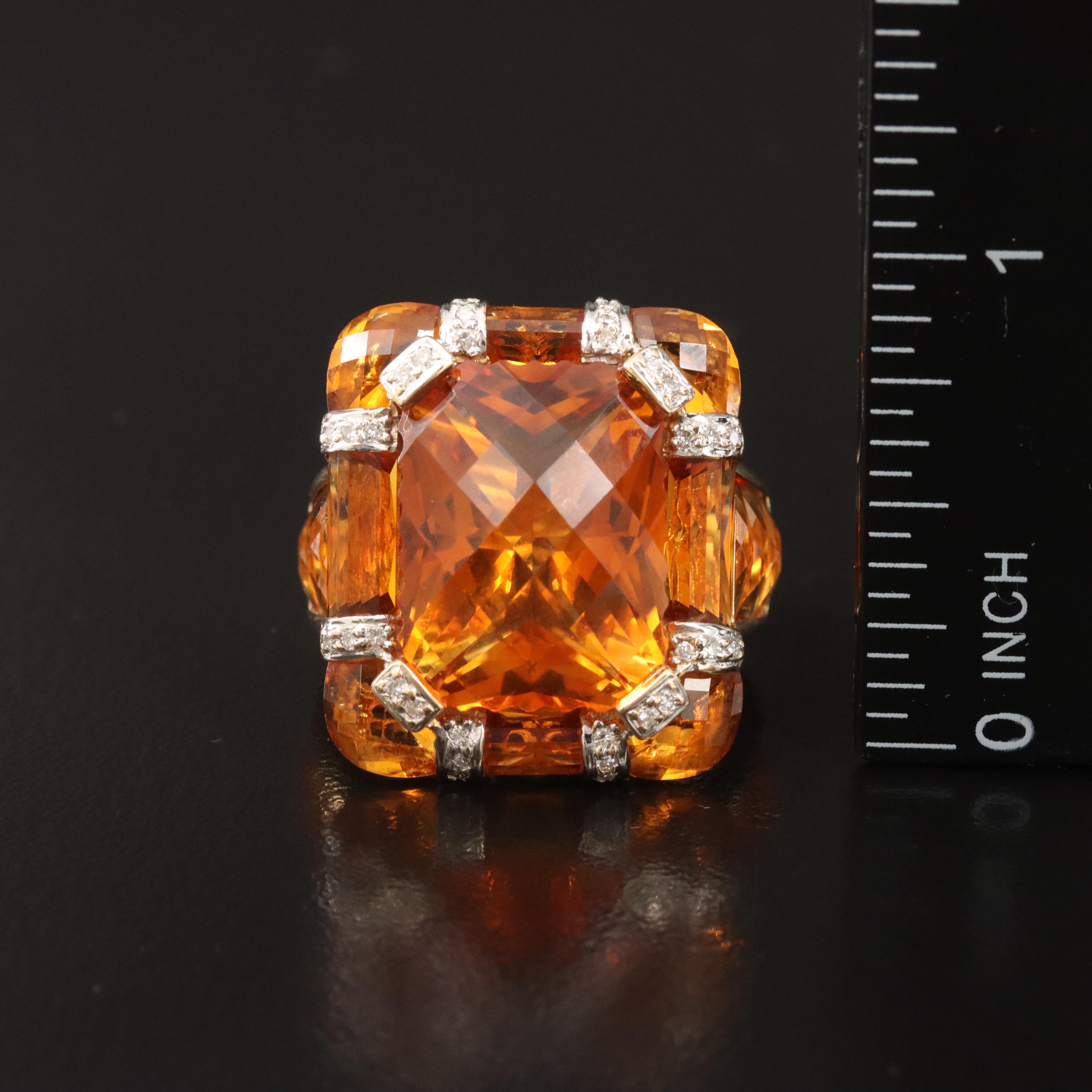 18K Citrine and Diamond Ring