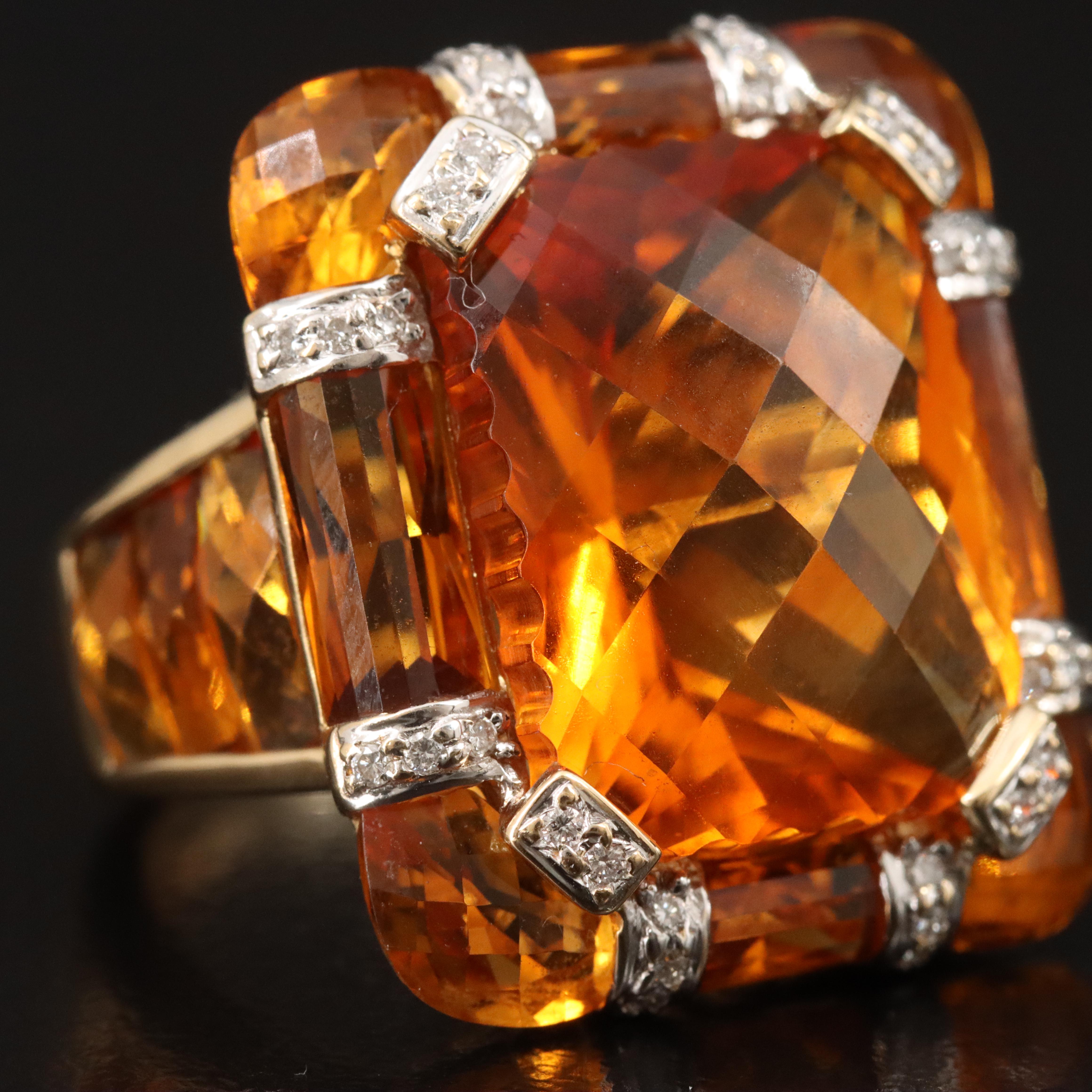 18K Citrine and Diamond Ring