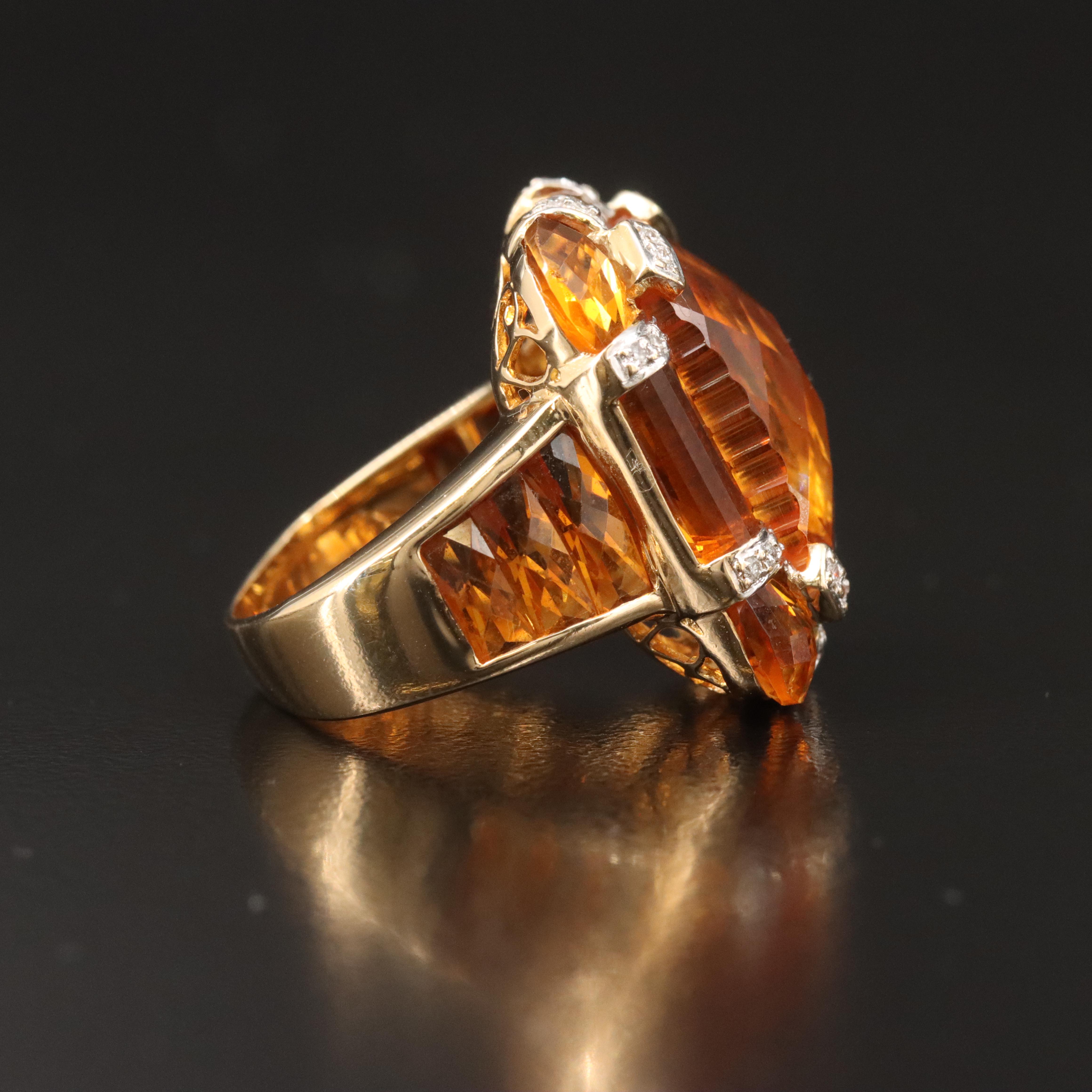 18K Citrine and Diamond Ring