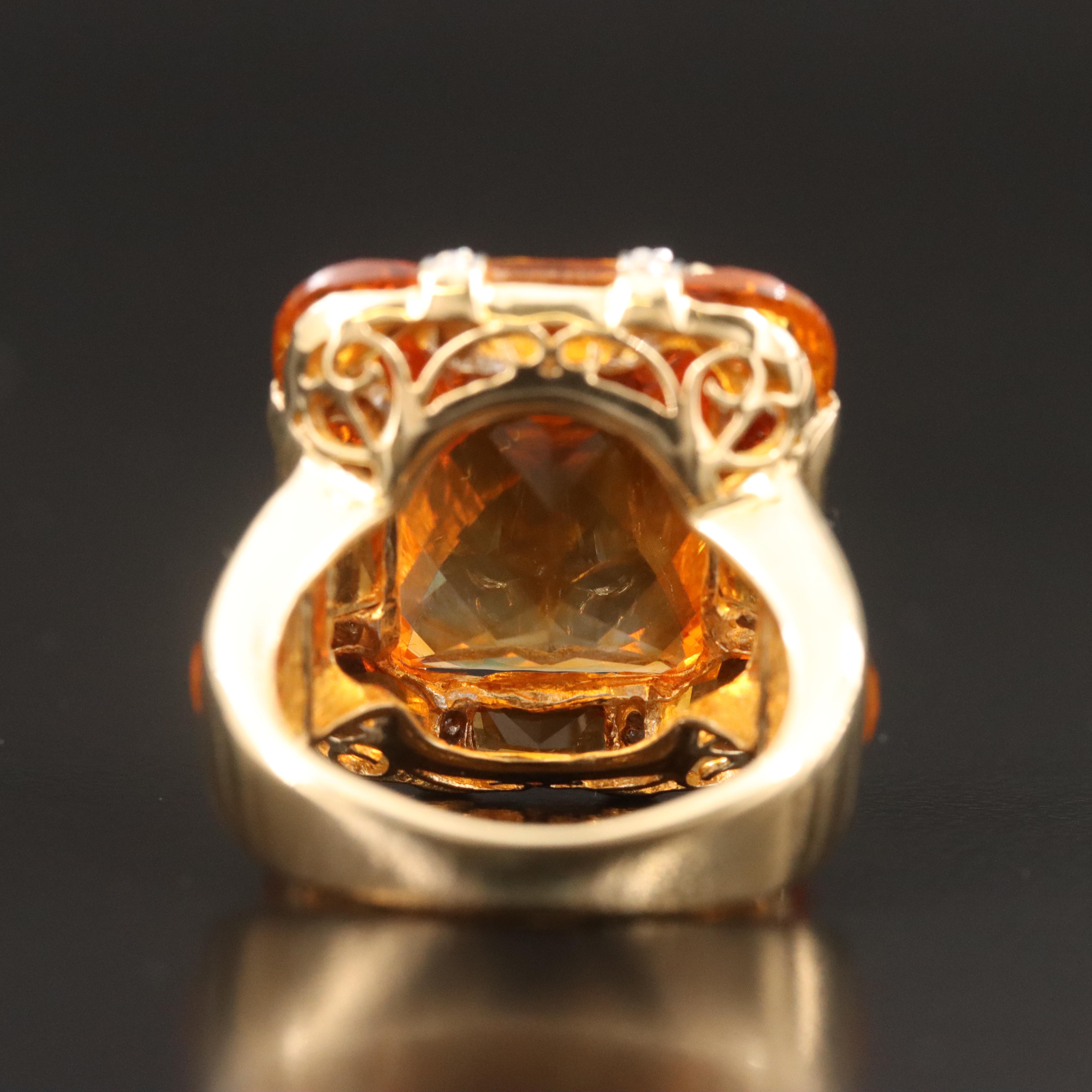 18K Citrine and Diamond Ring