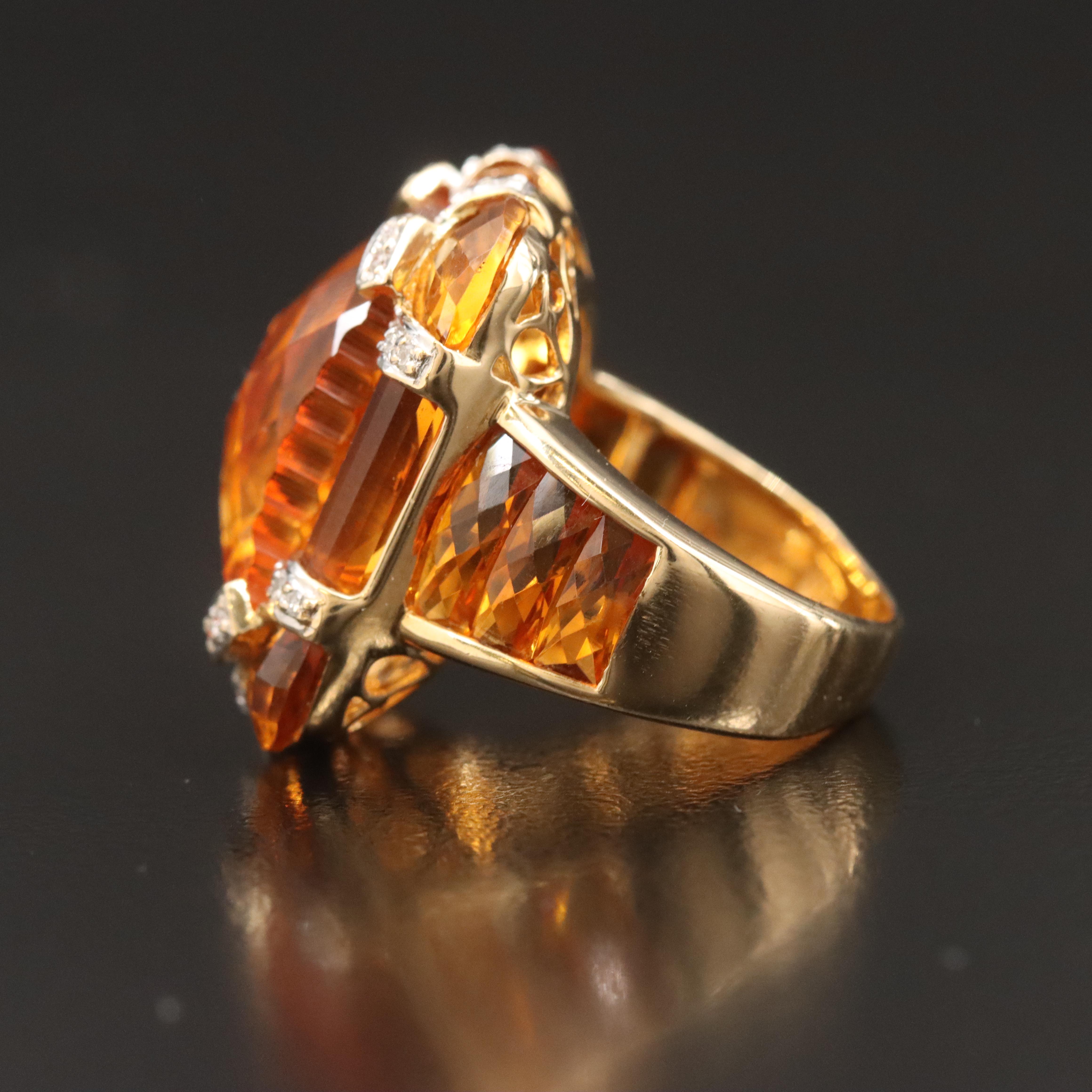 18K Citrine and Diamond Ring