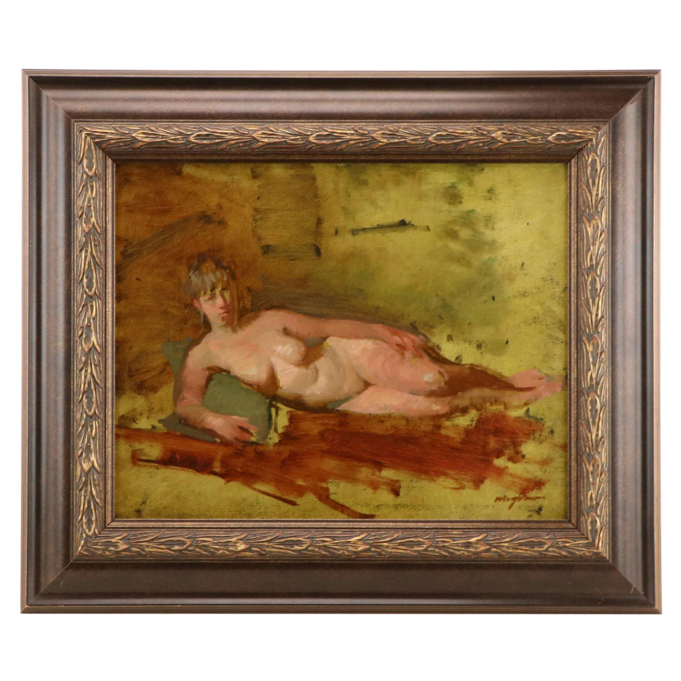 Sherrie McGraw Oil Painting of Reclining Nude "In My Studio" EBTH