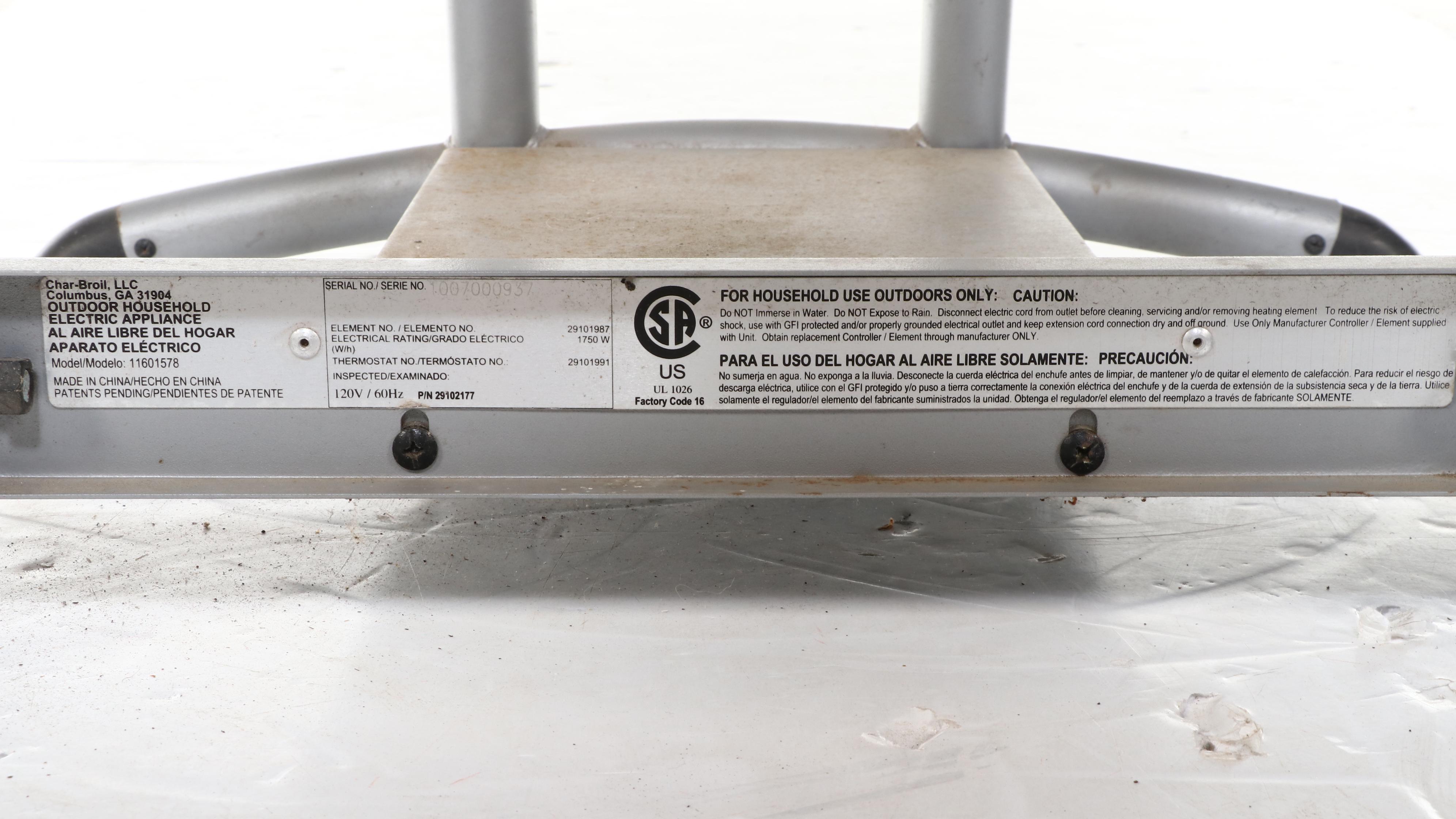 Char-Broil Patio Bistro Electric Grill Outdoor Grill