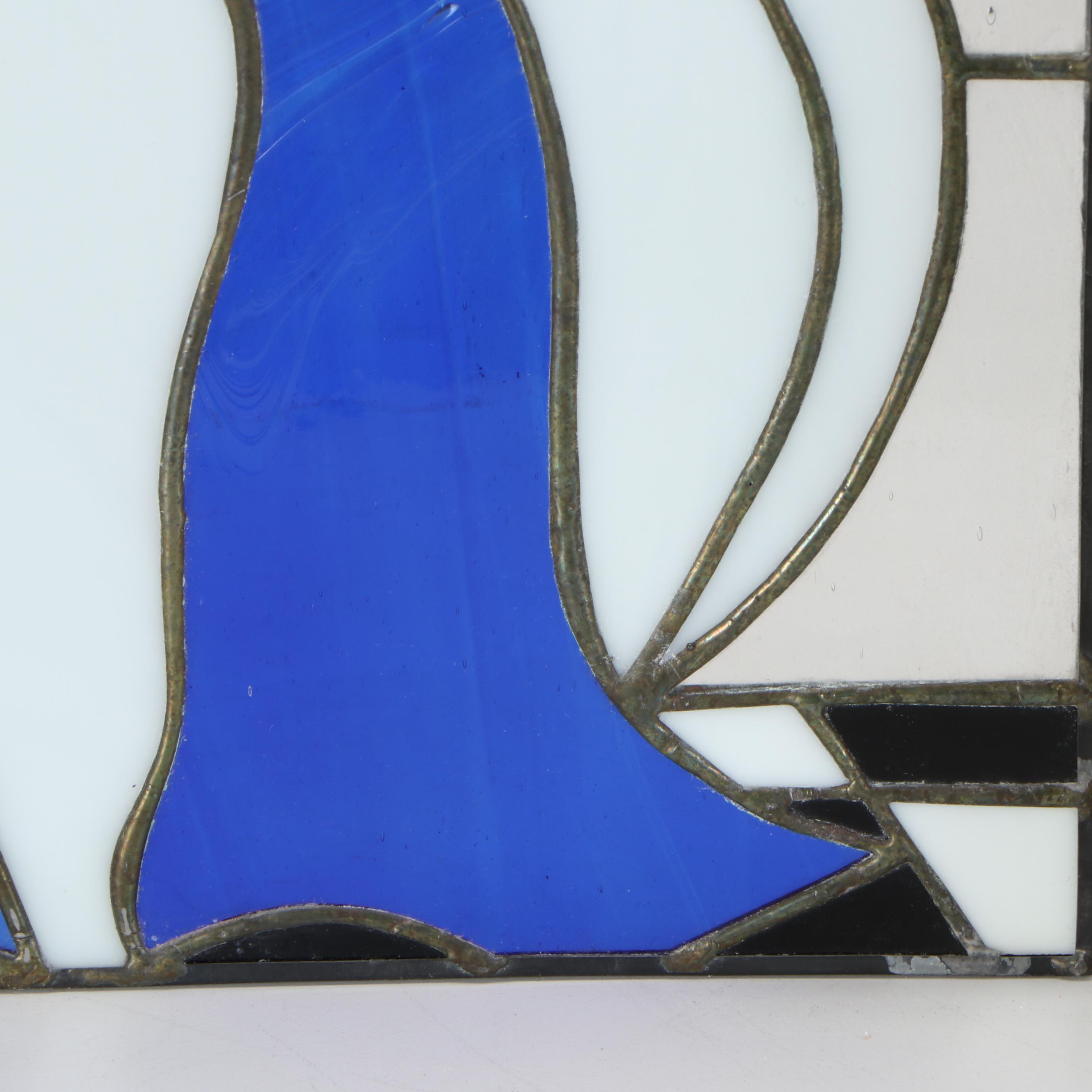 Art Deco Style Woman Stained Glass Panel