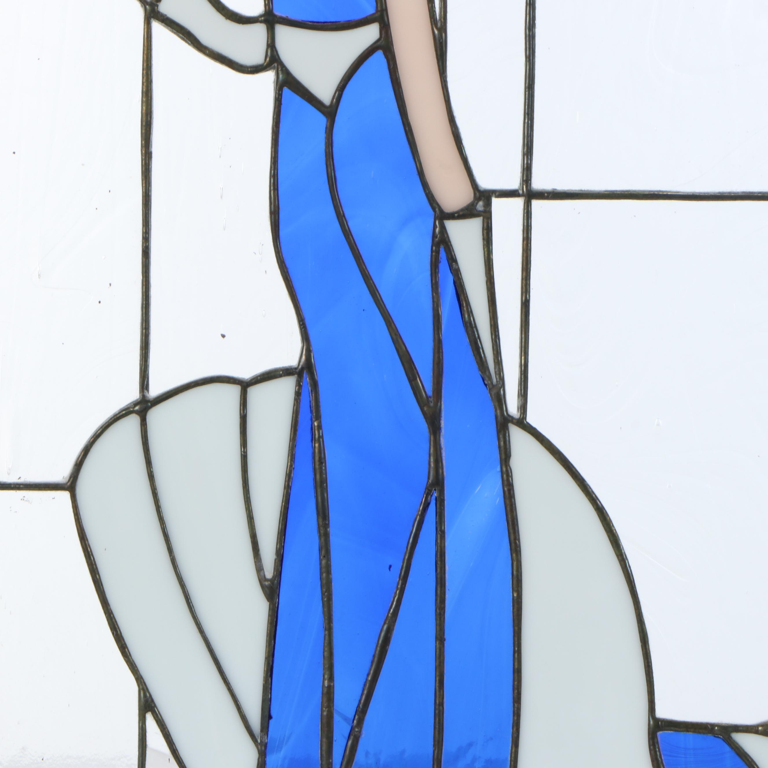 Art Deco Style Woman Stained Glass Panel