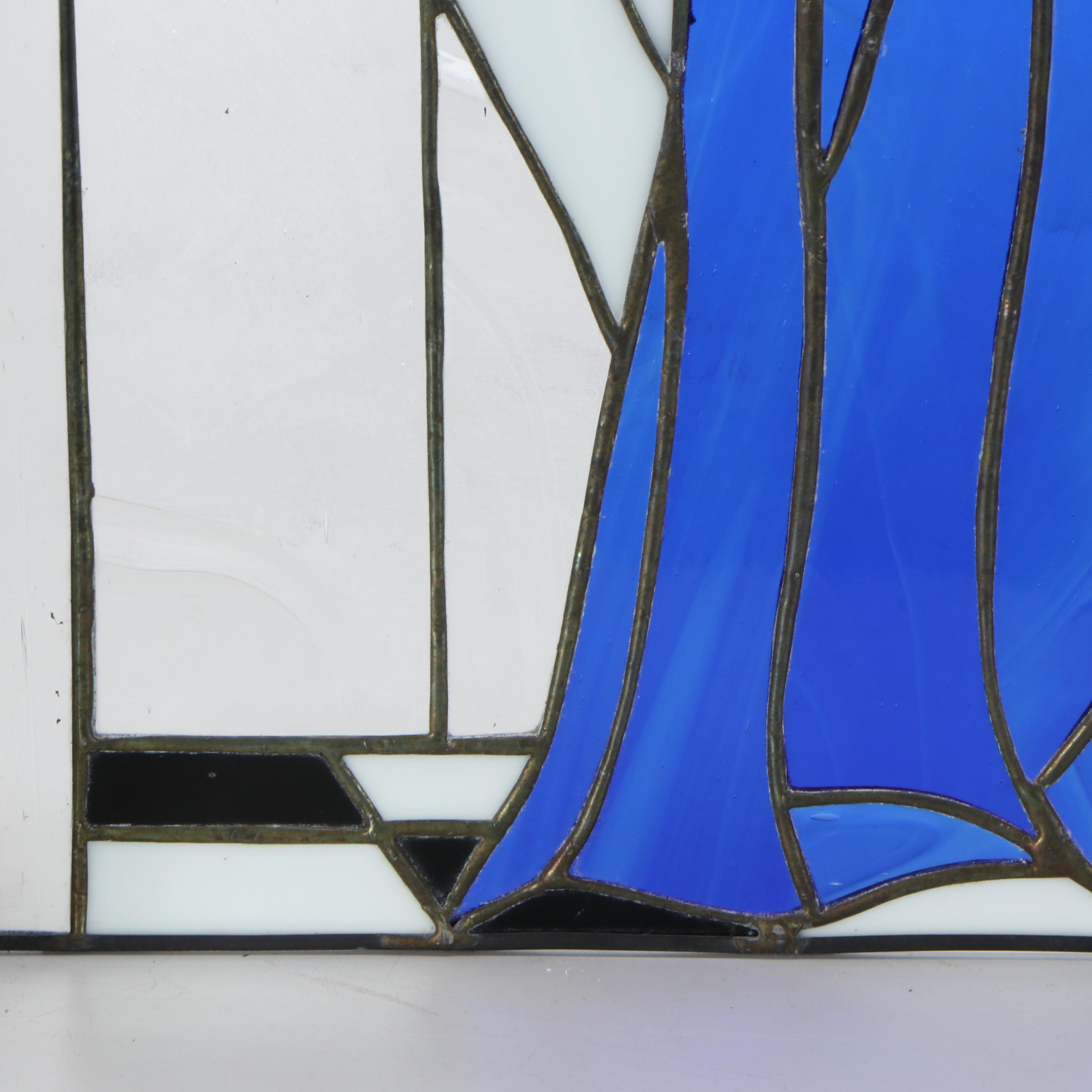Art Deco Style Woman Stained Glass Panel