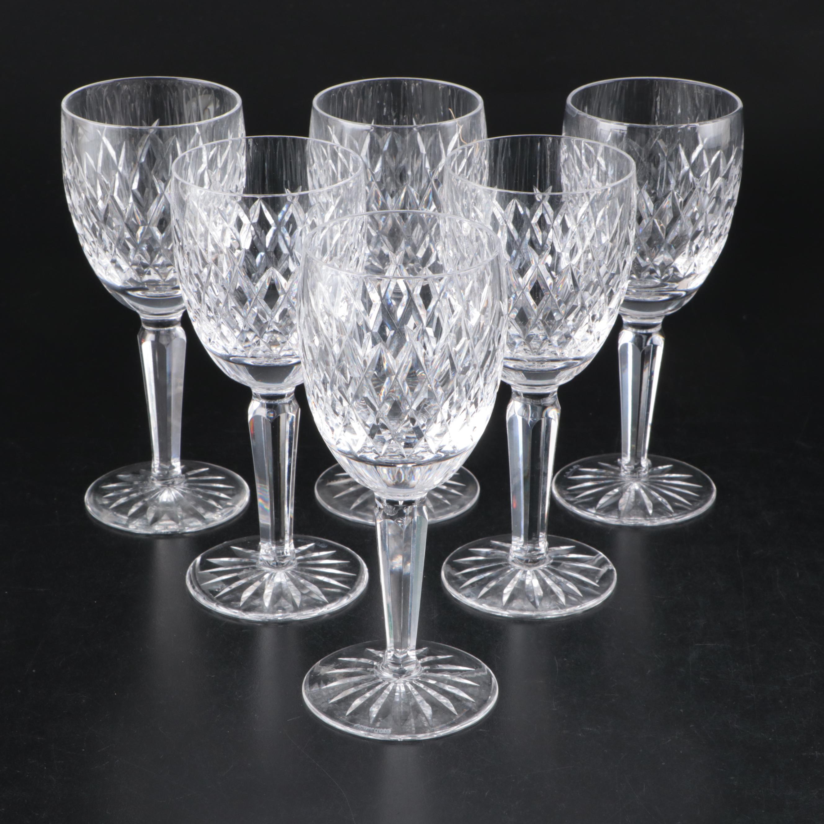 Waterford "Alana" Crystal Pitcher with More Tumblers and Stemware