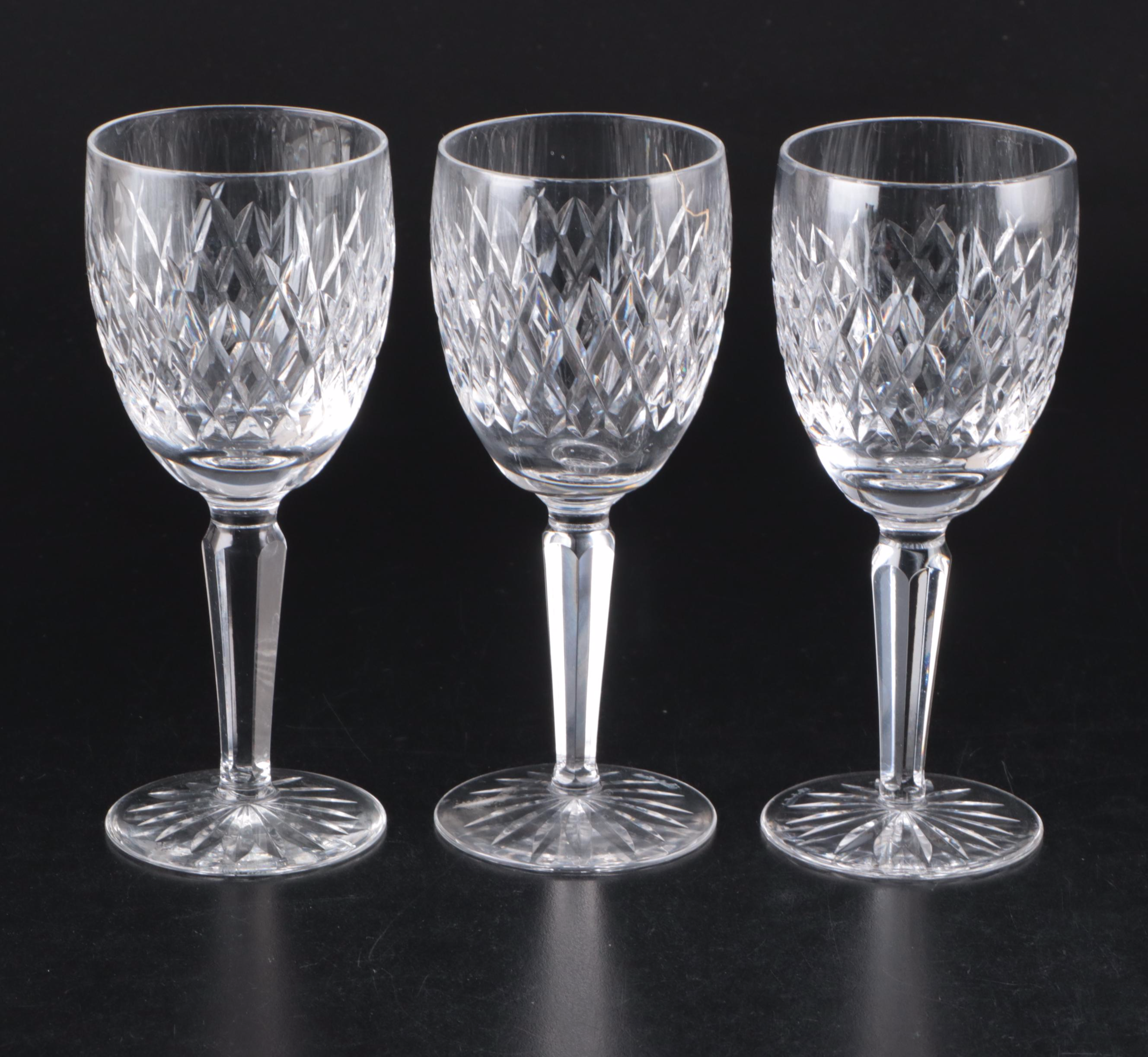 Waterford "Alana" Crystal Pitcher with More Tumblers and Stemware