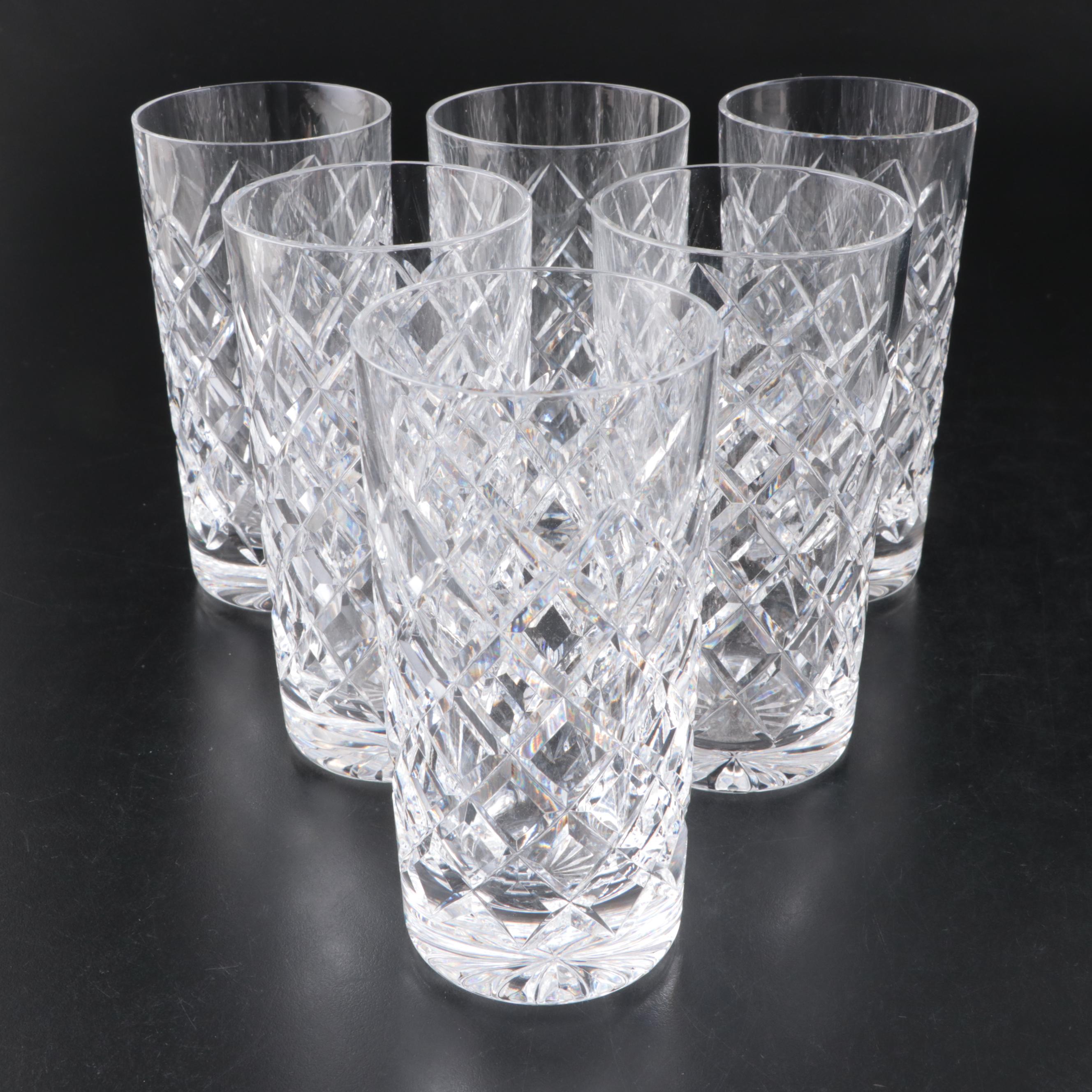 Waterford "Alana" Crystal Pitcher with More Tumblers and Stemware