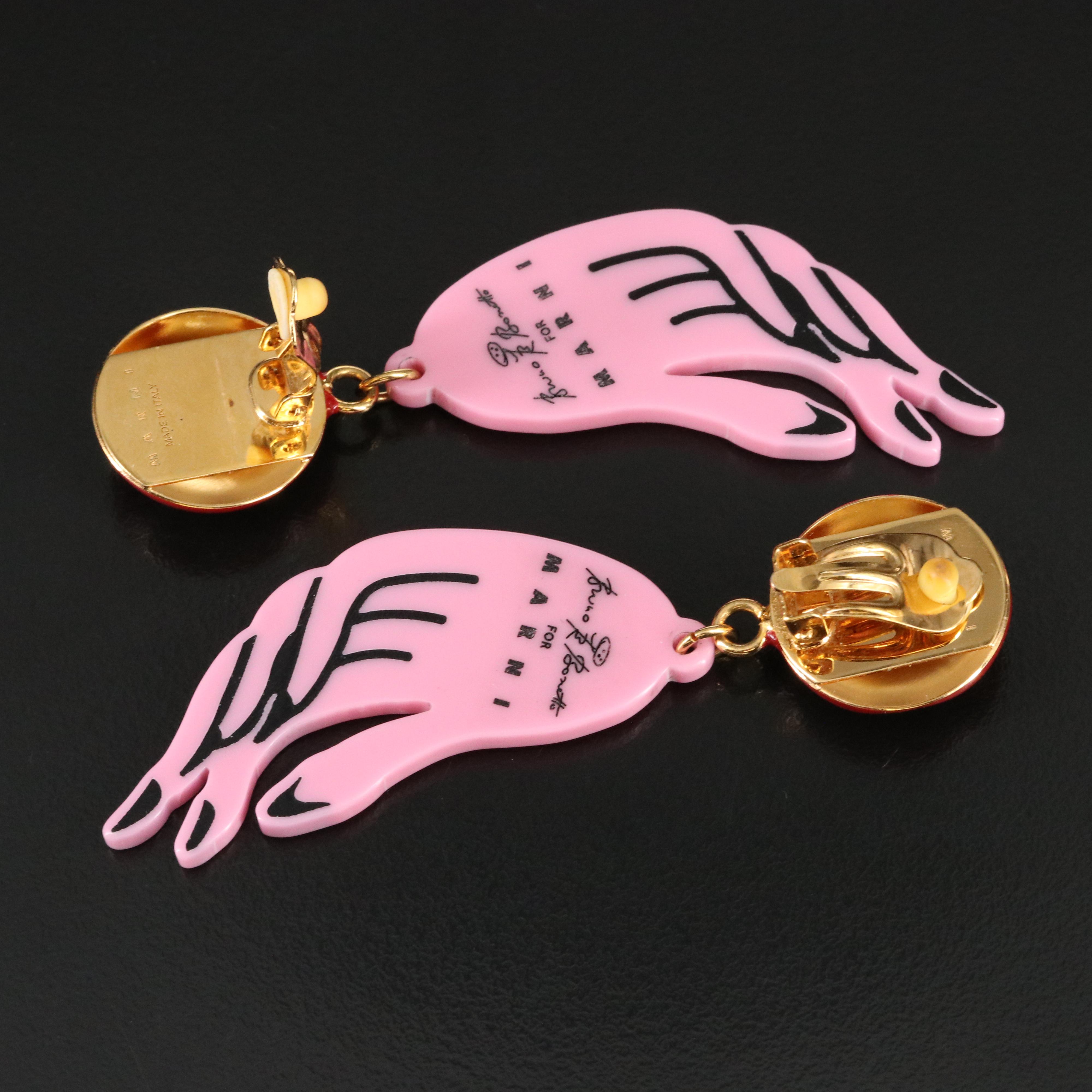Bruno R Bonetto X Marni Hand Resin Clip Earrings