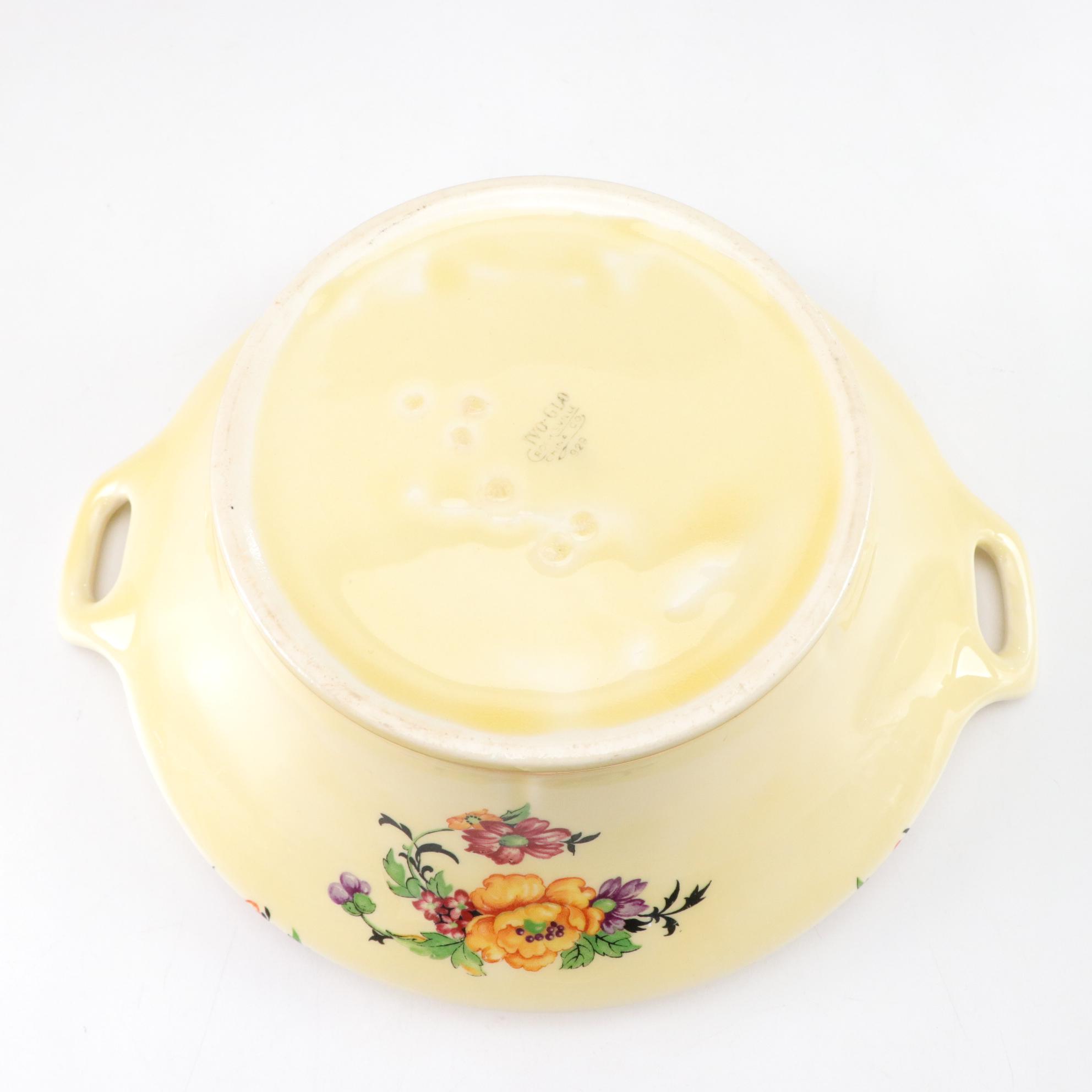 Crooksville "Ivo-Glo" Covered Serving Bowl with Rustic Decor