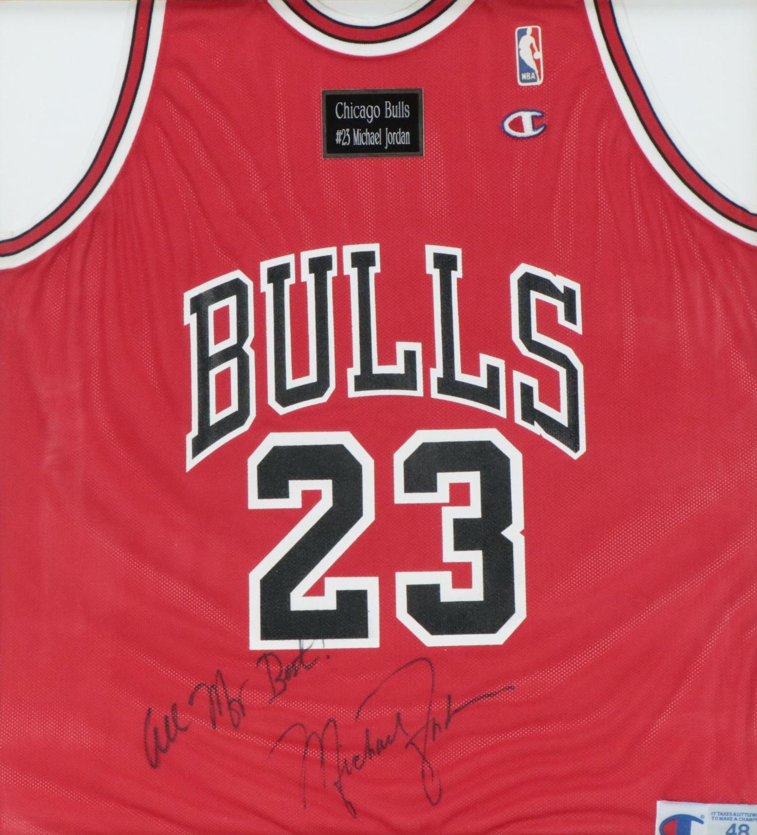 Michael Jordan Signed Chicago Bulls Basketball Jersey in Matted Frame