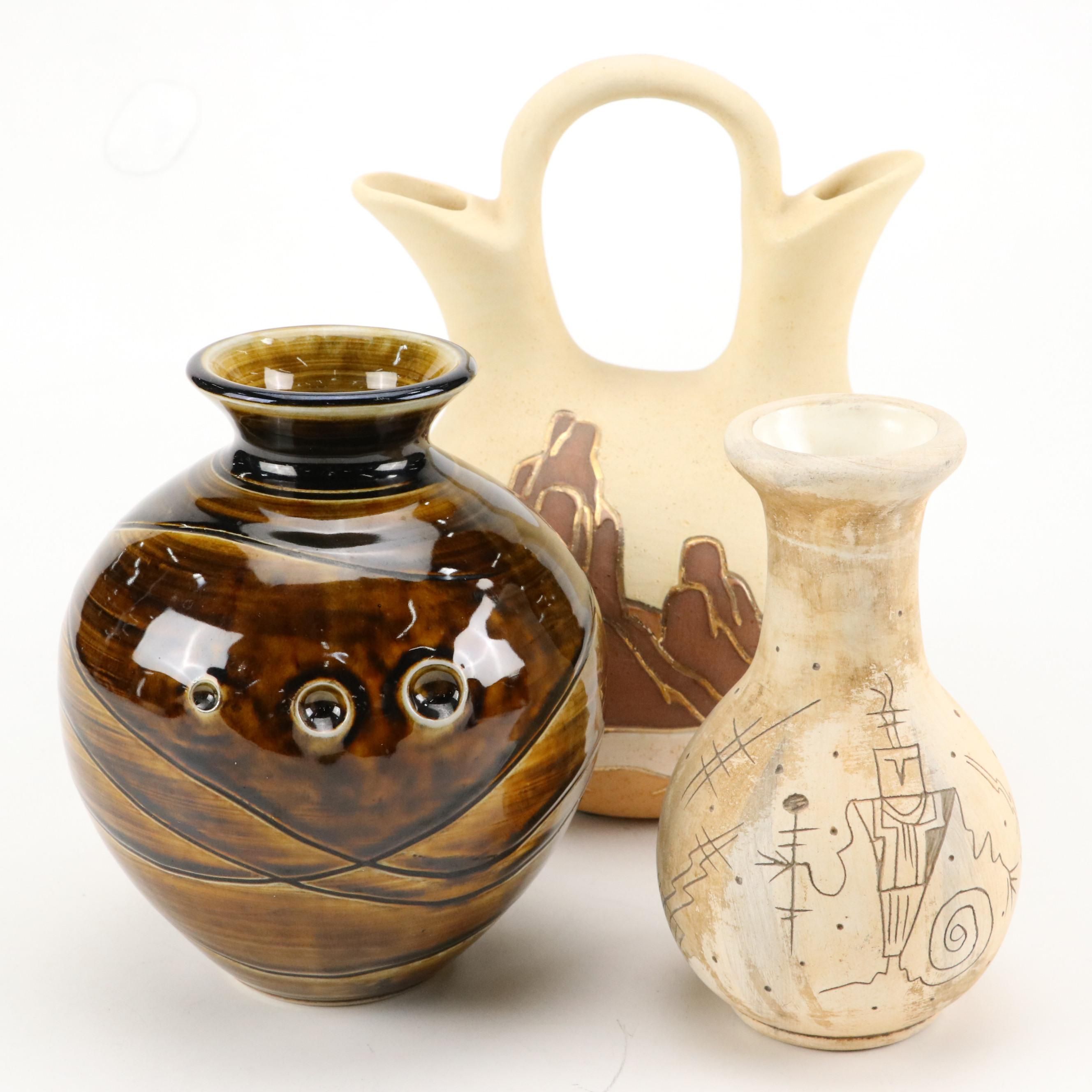 Damien Grava Glossy Glazed Ceramic Vessel with More Art Pottery Décor