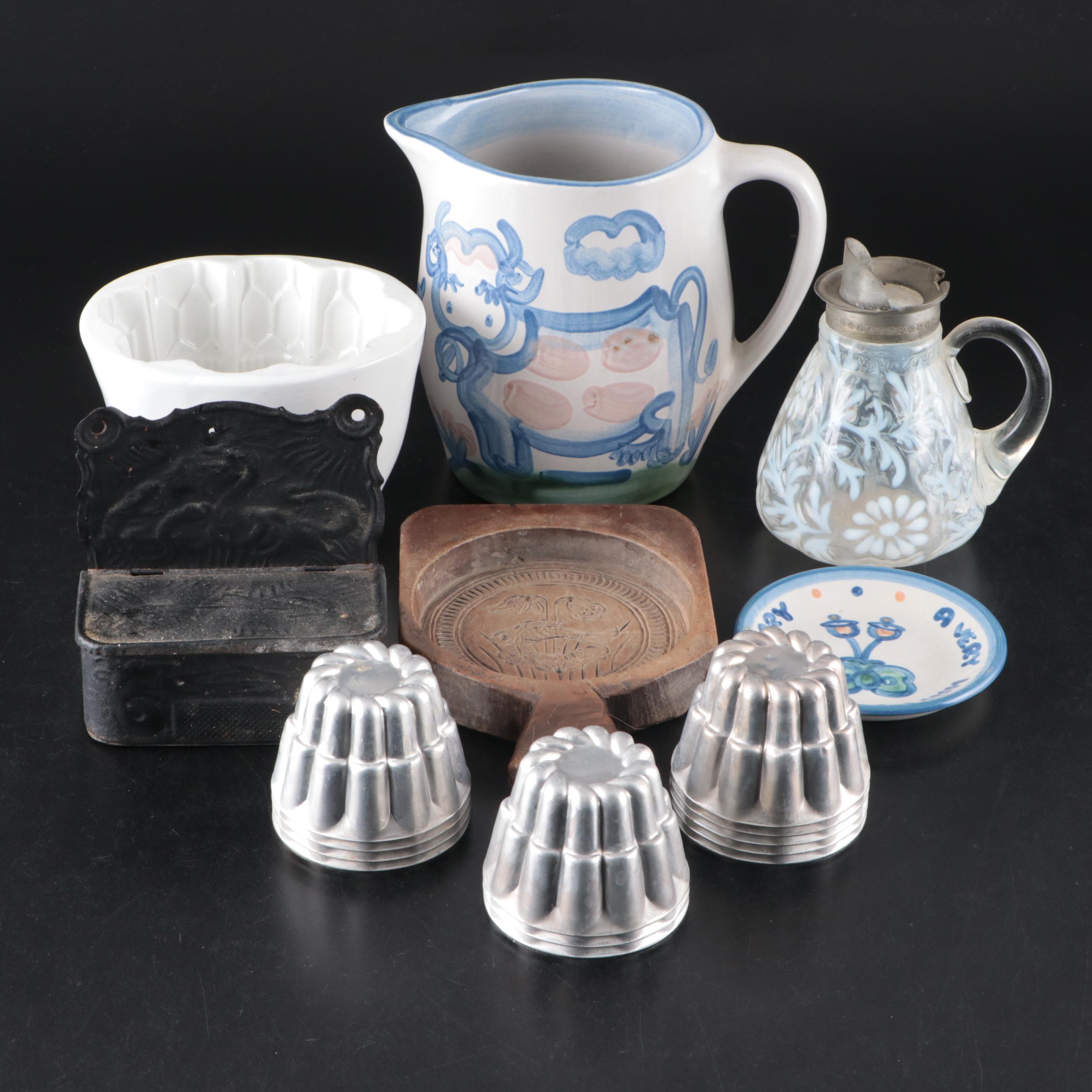 M.A. Hadley "Country Scene" Ceramic Pitcher and More Kitchenalia