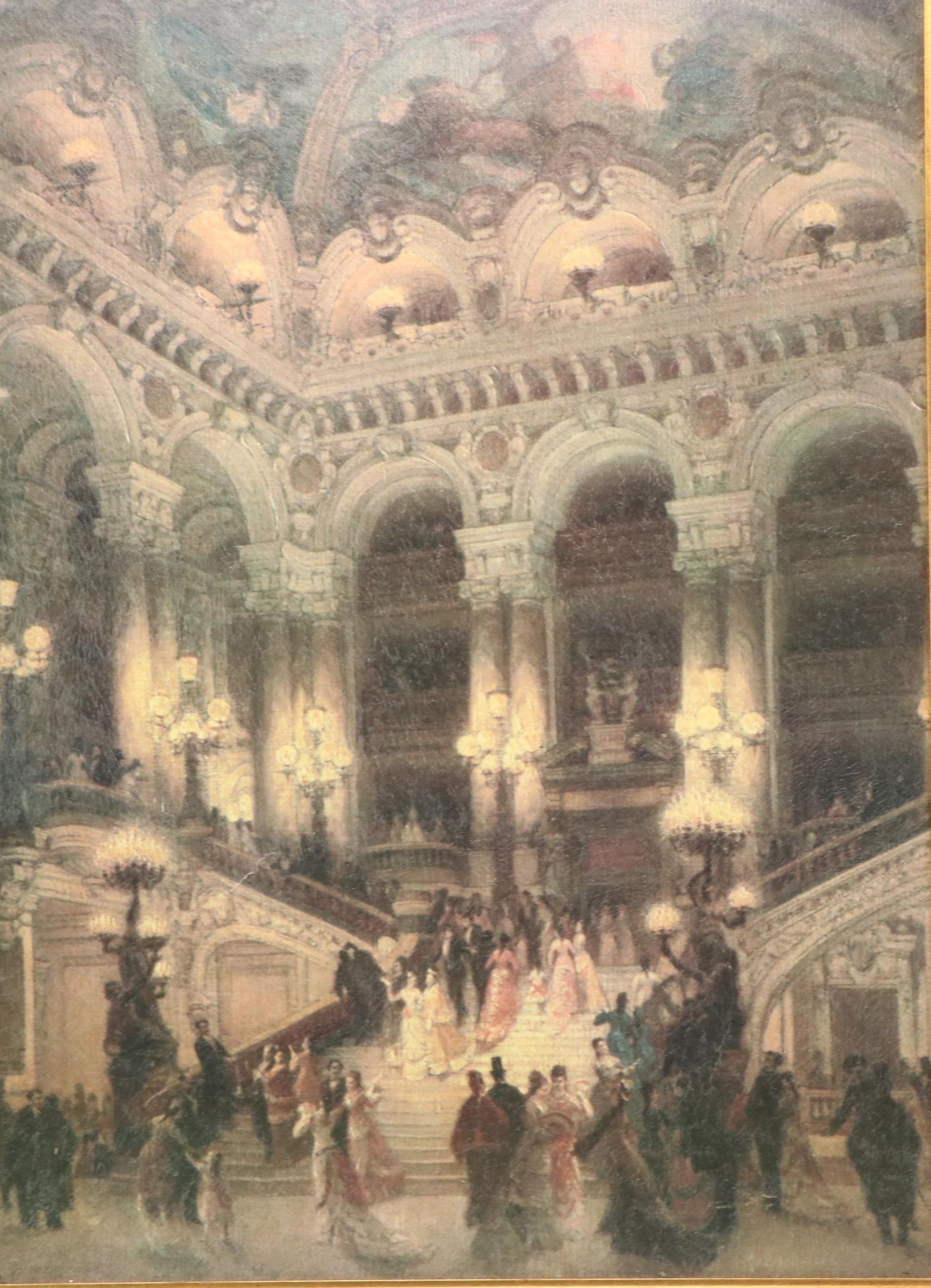 Embellished Offset Lithograph After Louis Béroud "L'escalier de l'Opéra"