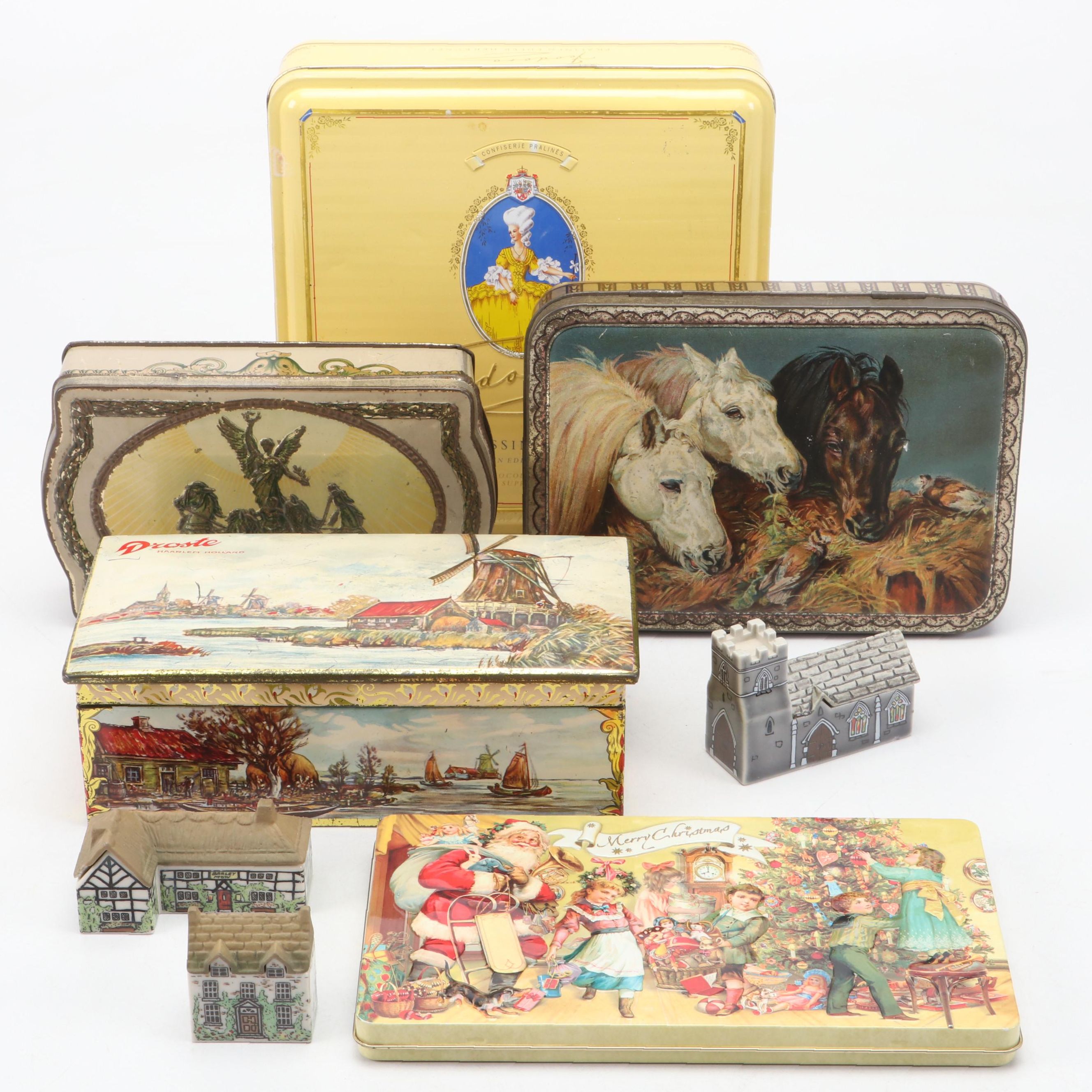 Wade "St. Sebastian's Church" and More Ceramic Miniature Houses and Metal Boxes