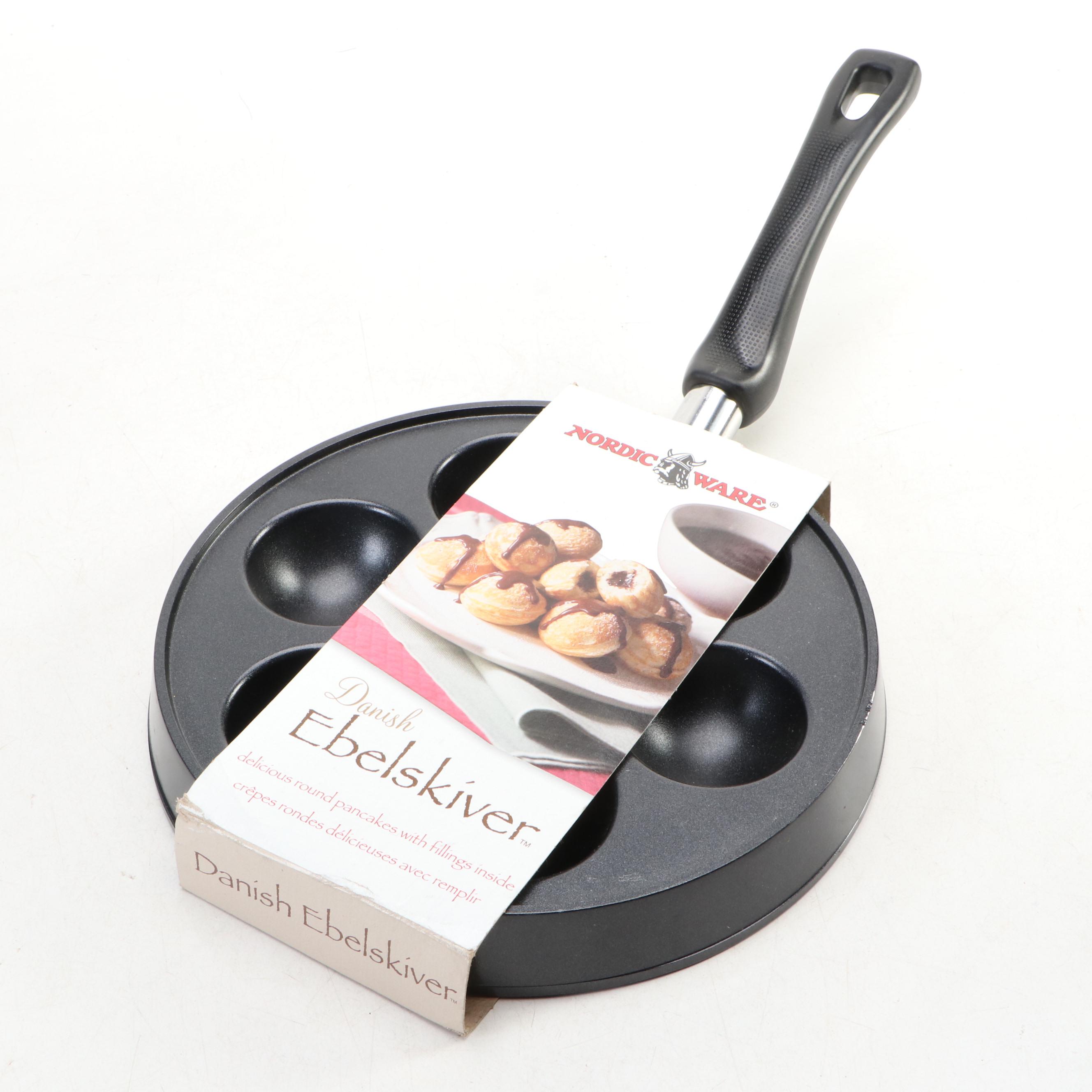 Nordic Ware Danish Ebelskiver Pan with Cookie Cutters and Enamelware Dutch Oven