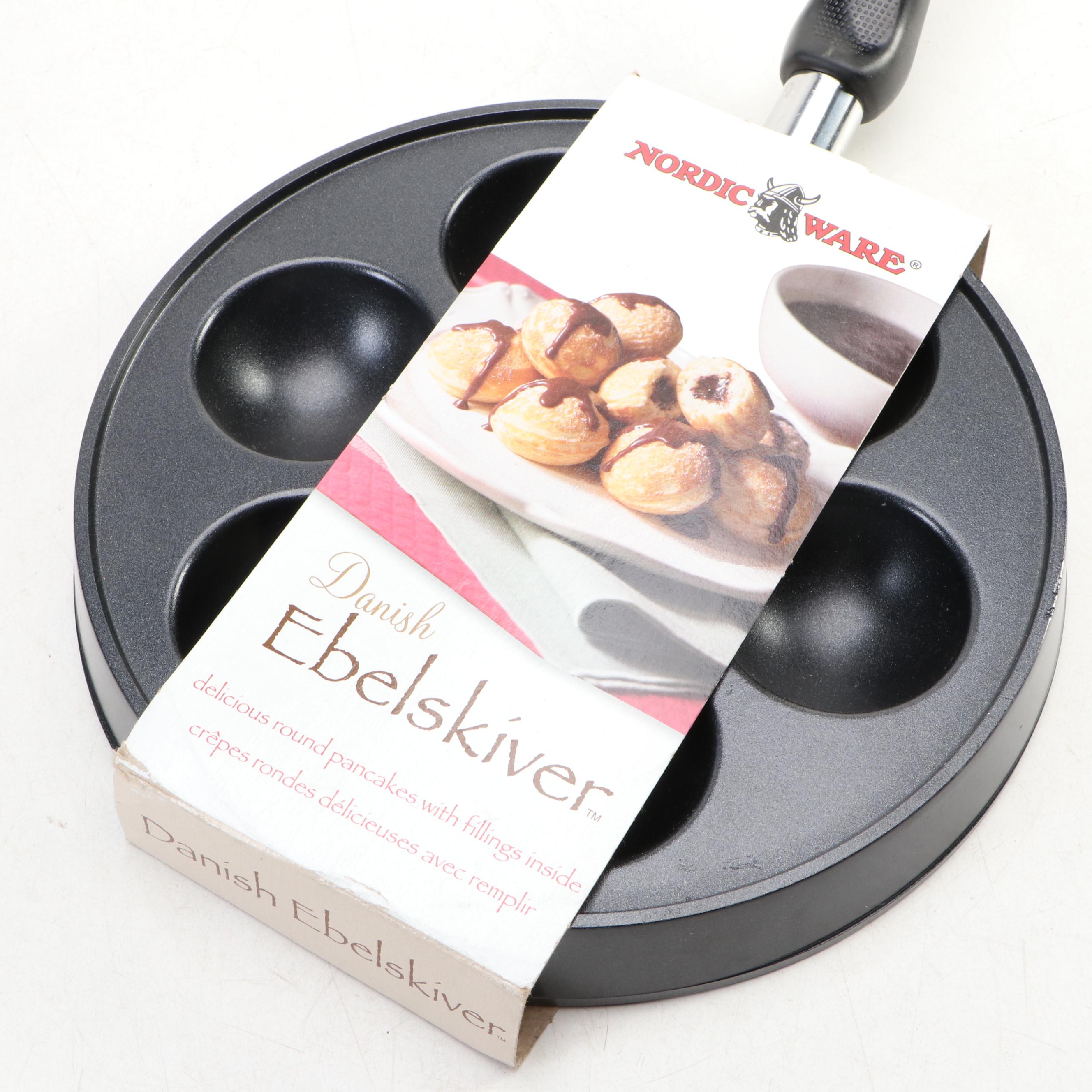 Nordic Ware Danish Ebelskiver Pan with Cookie Cutters and Enamelware Dutch Oven