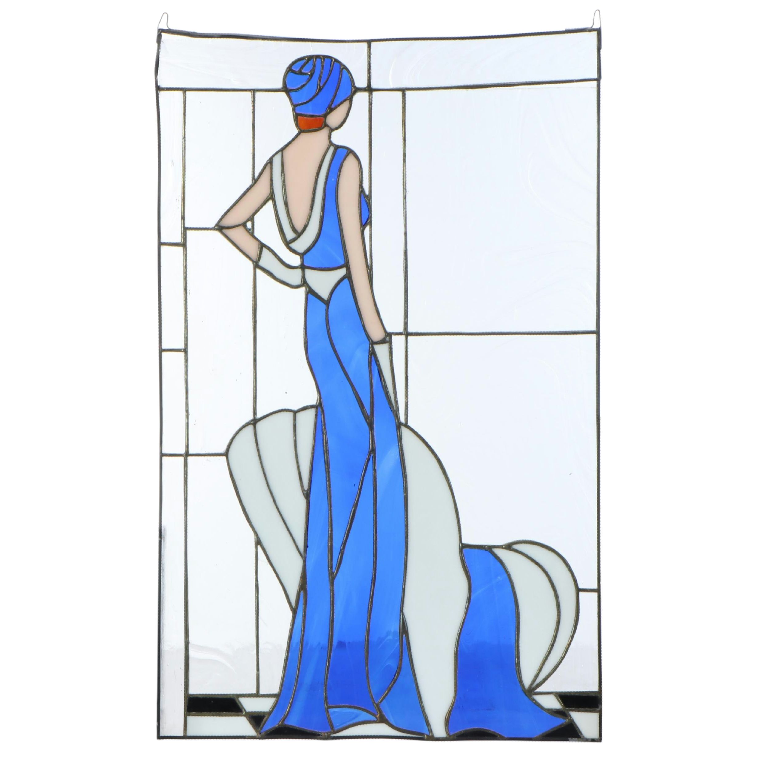 Art Deco Style Woman Stained Glass Panel