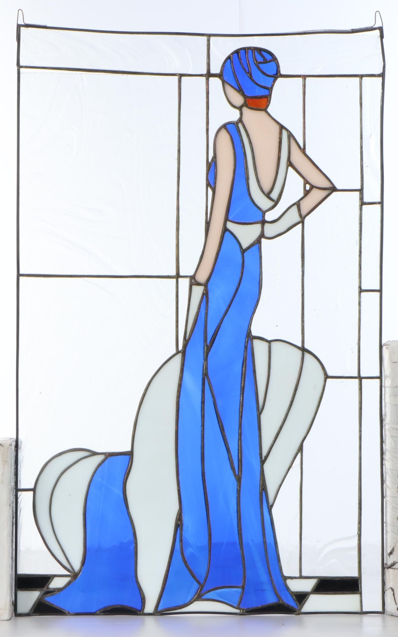 Art Deco Style Woman Stained Glass Panel