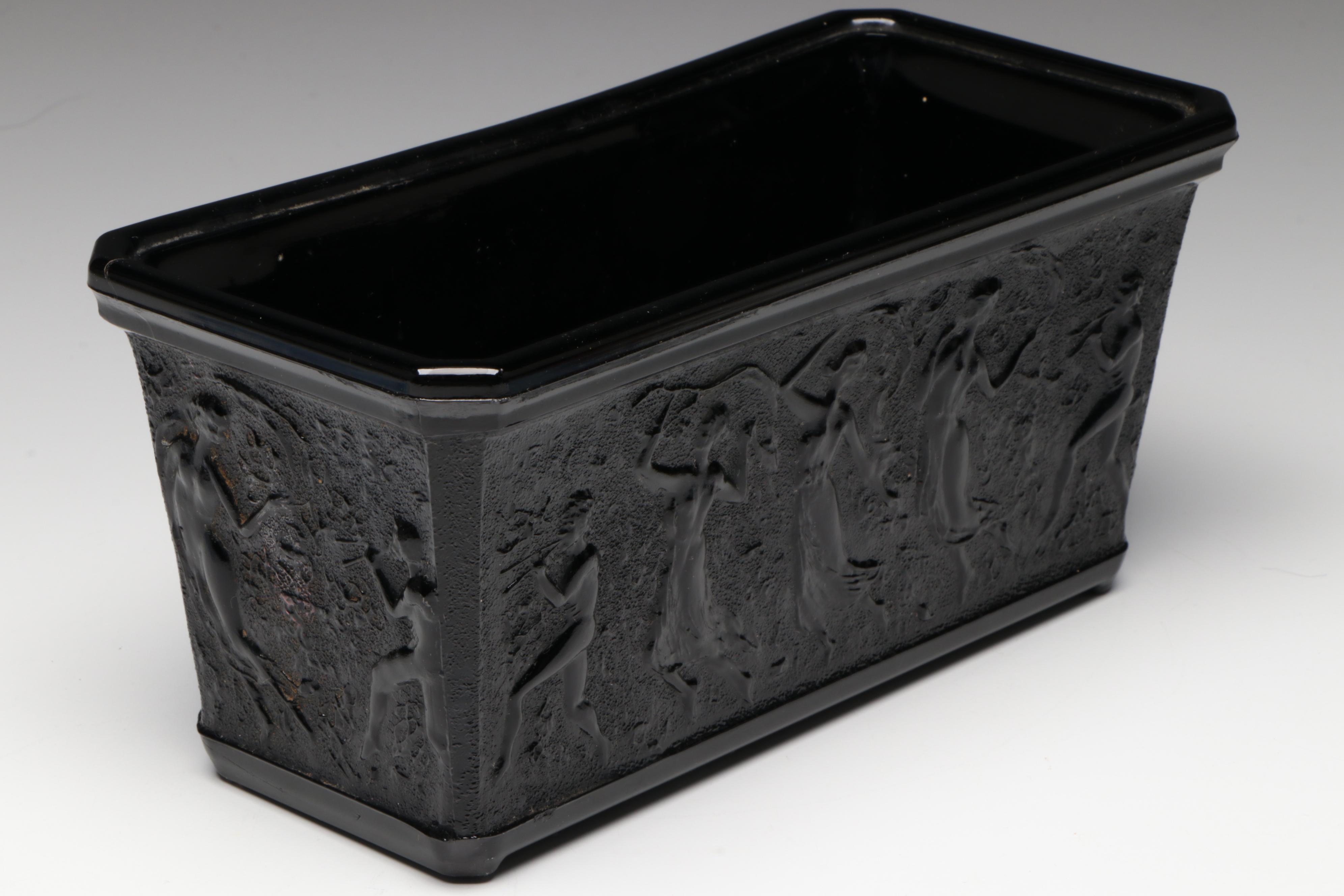 L.E. Smith Glass Planter with Dancing Nymphs & Cambridge "Caprice" Smoking Set