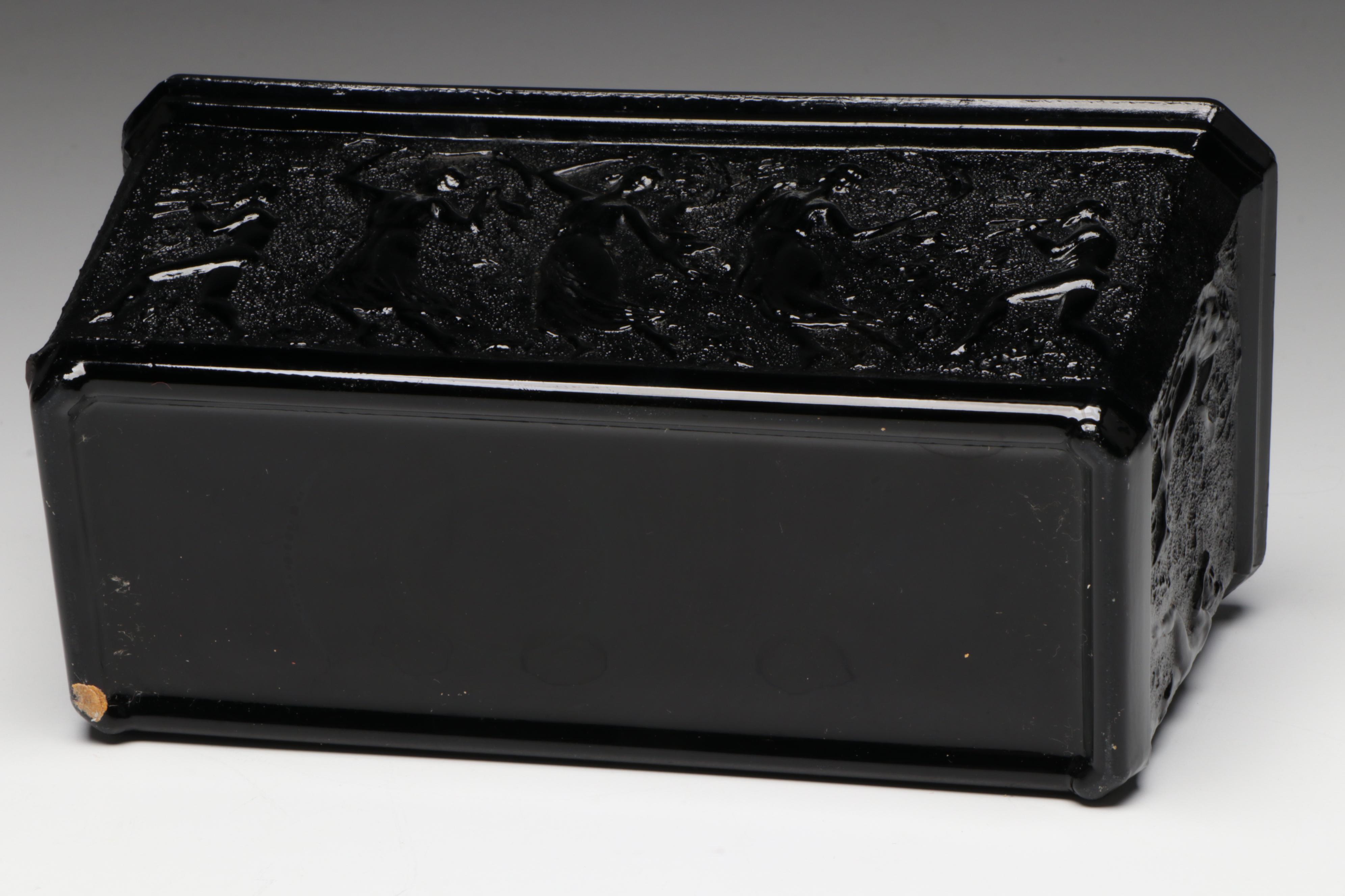 L.E. Smith Glass Planter with Dancing Nymphs & Cambridge "Caprice" Smoking Set