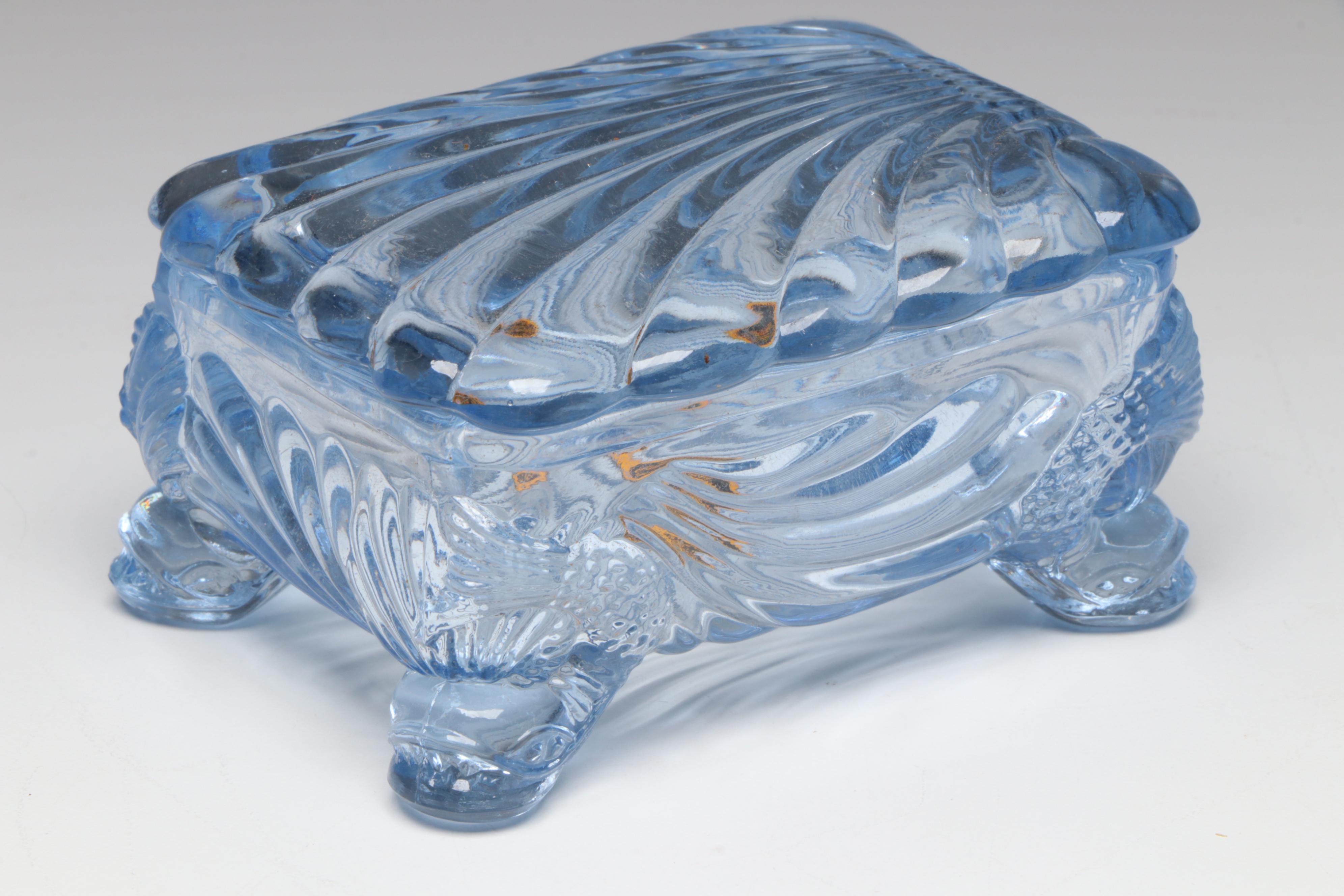 L.E. Smith Glass Planter with Dancing Nymphs & Cambridge "Caprice" Smoking Set