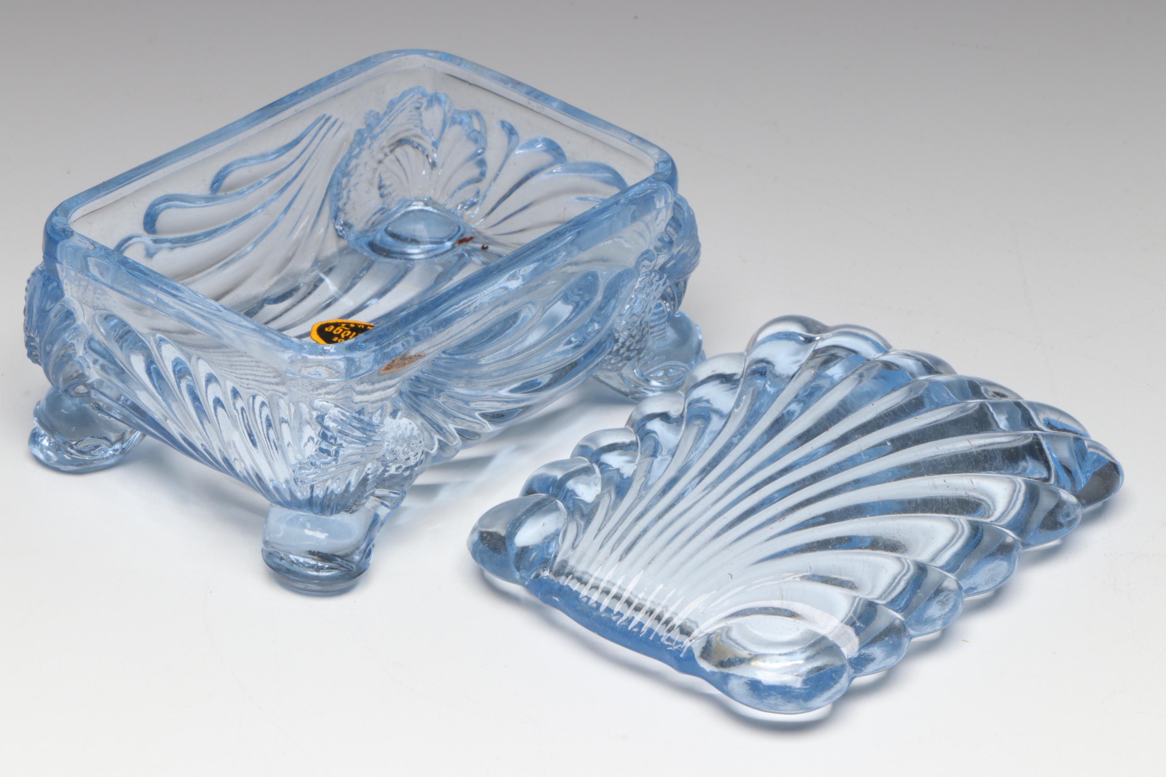 L.E. Smith Glass Planter with Dancing Nymphs & Cambridge "Caprice" Smoking Set