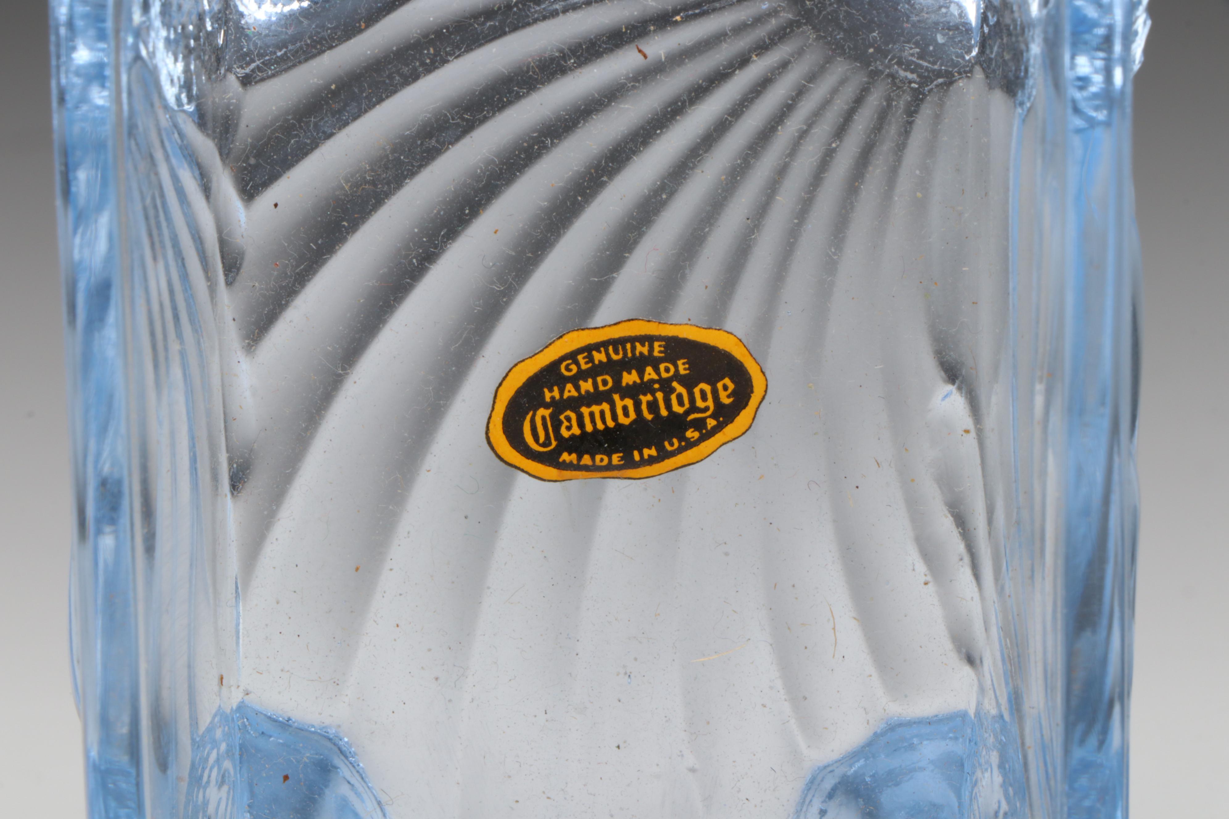 L.E. Smith Glass Planter with Dancing Nymphs & Cambridge "Caprice" Smoking Set