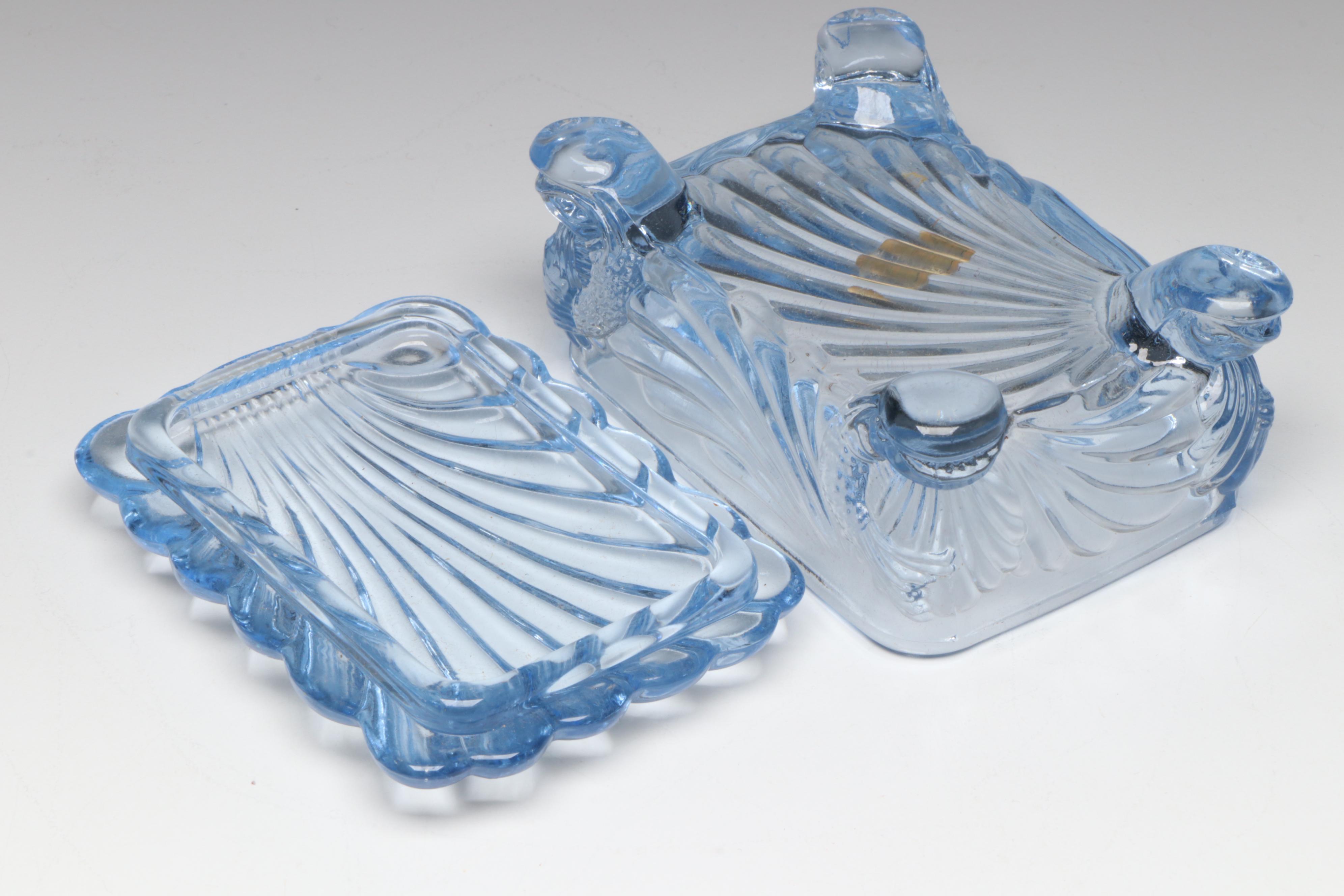 L.E. Smith Glass Planter with Dancing Nymphs & Cambridge "Caprice" Smoking Set