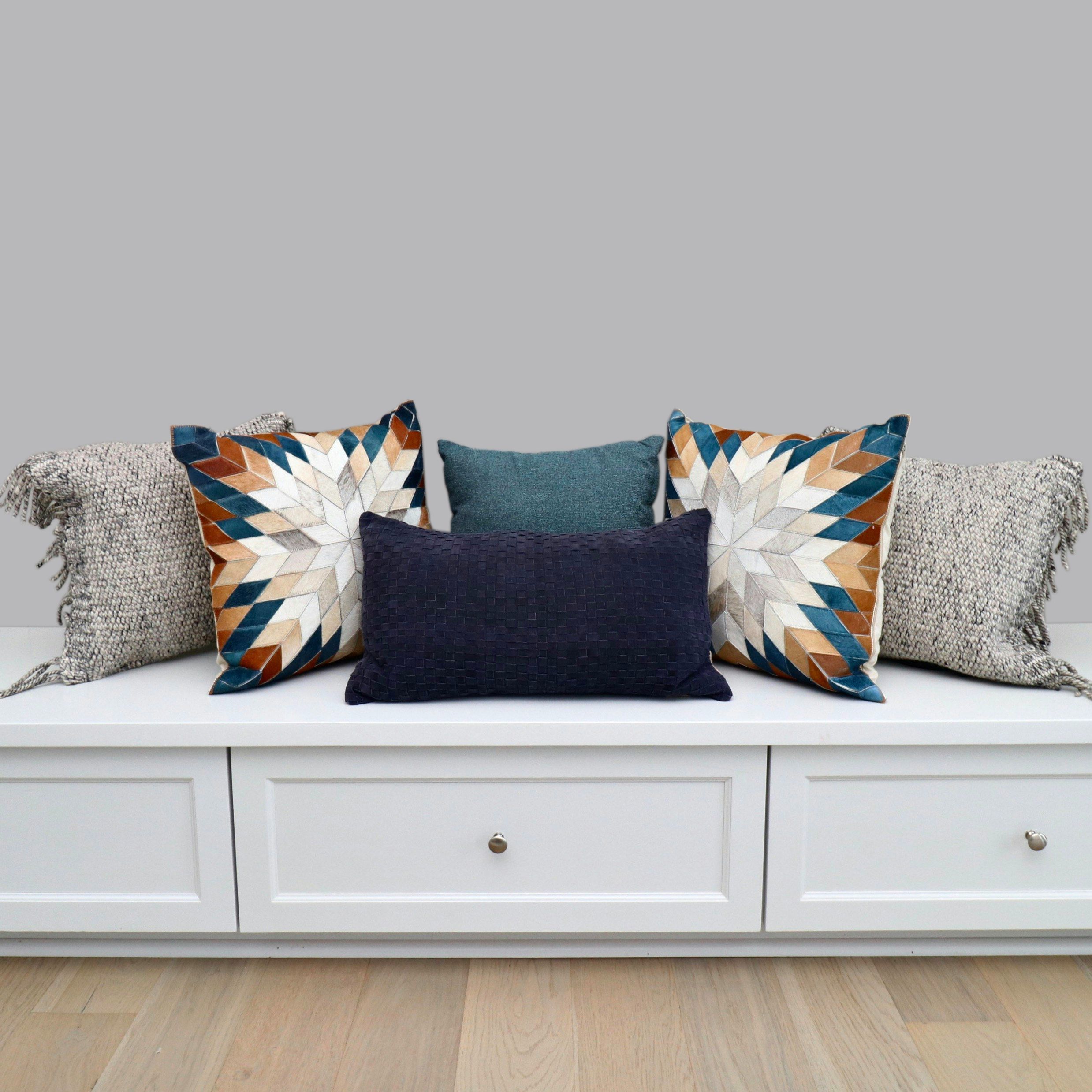 Devi Designs Woven Leather Pillow, Leather Starburst Pillows, and Other Pillows