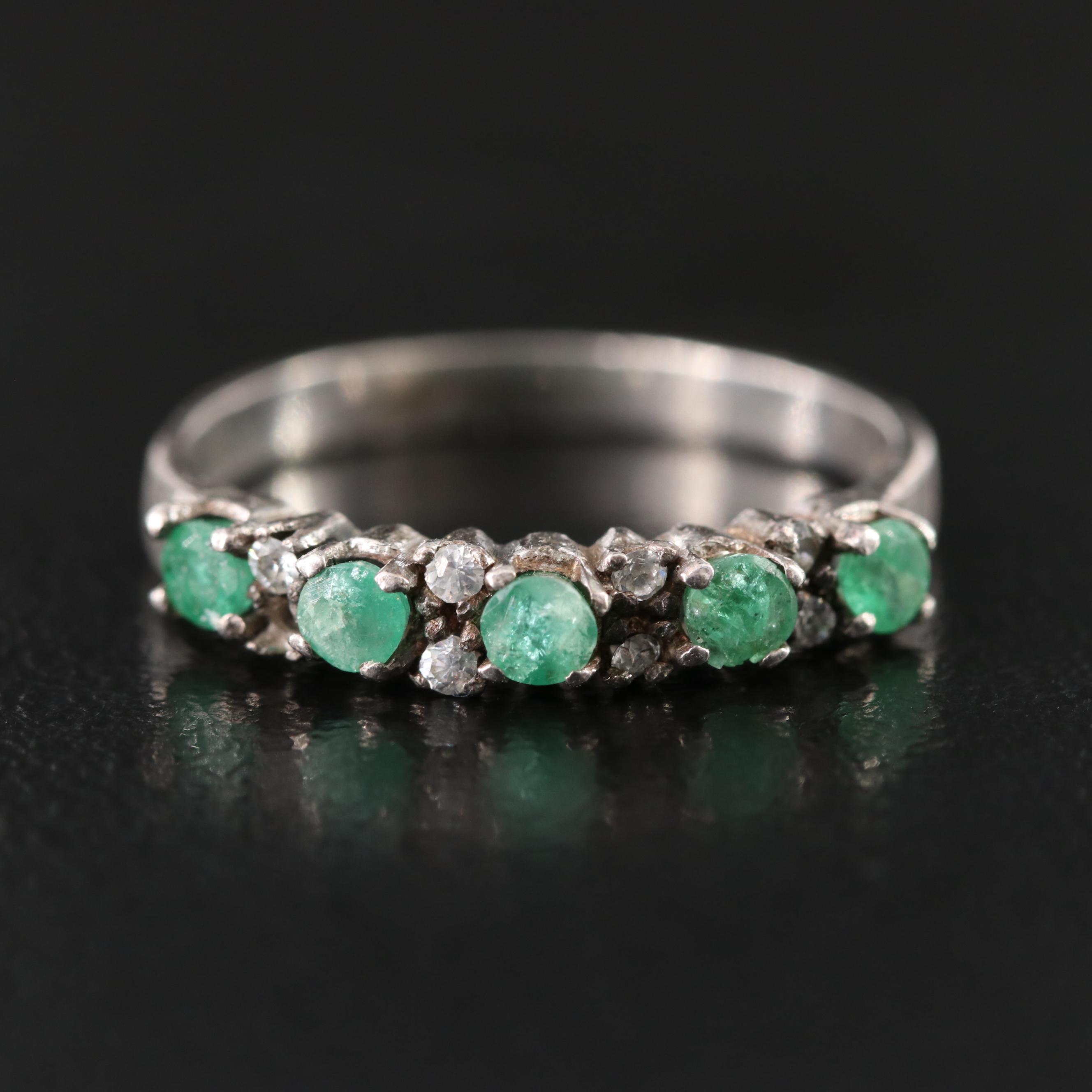 Sterling Emerald and CZ Ring