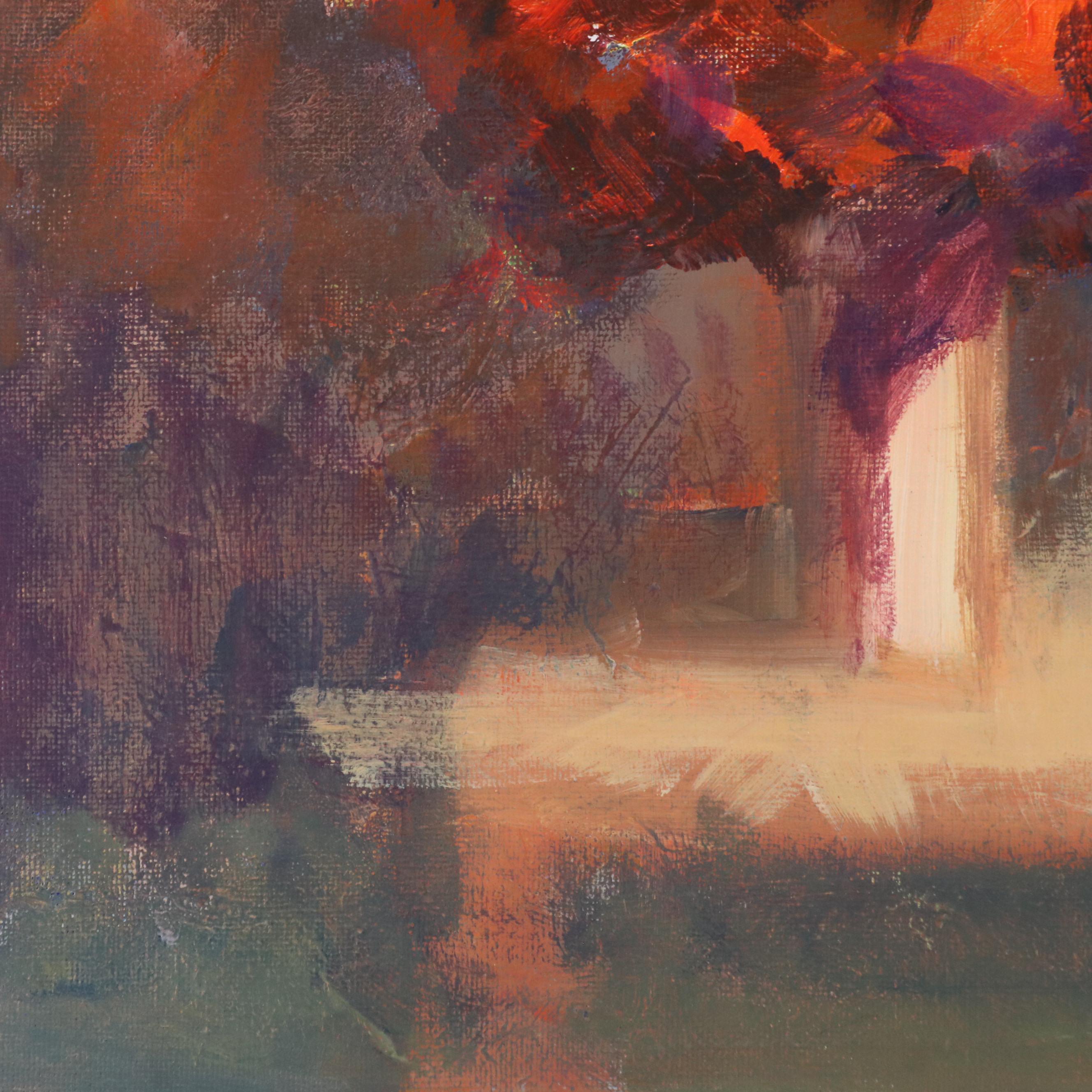 Elle Raines Floral Still Life Acrylic Painting, 21st Century