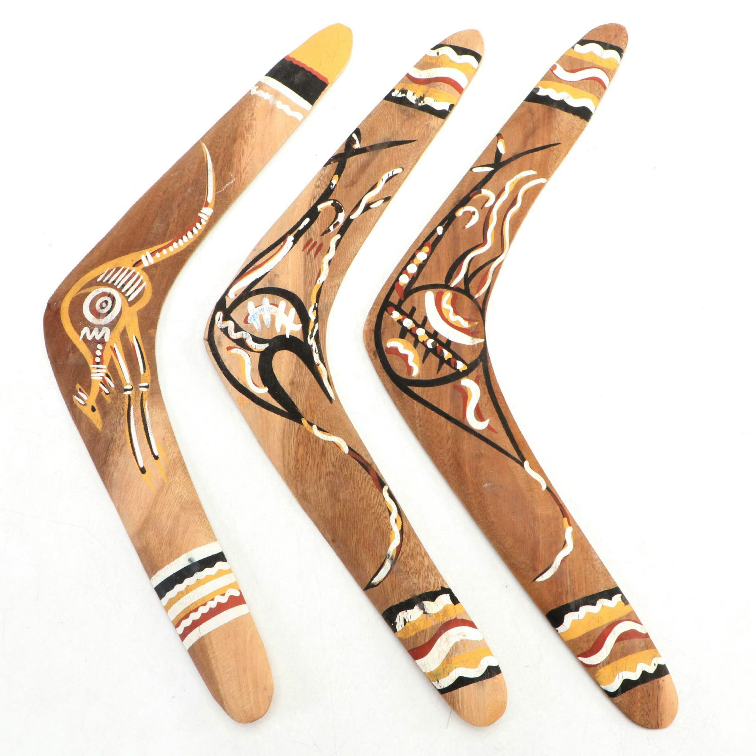 Queensland Aboriginal Creations Certified Wooden Polychrome Boomerangs